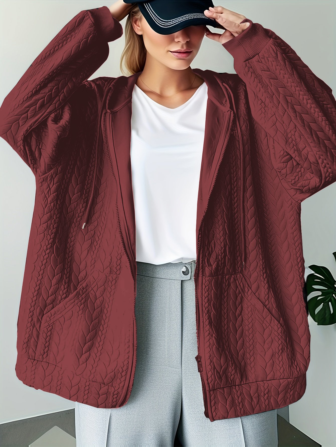 Burgundy Texture Regular Jacket