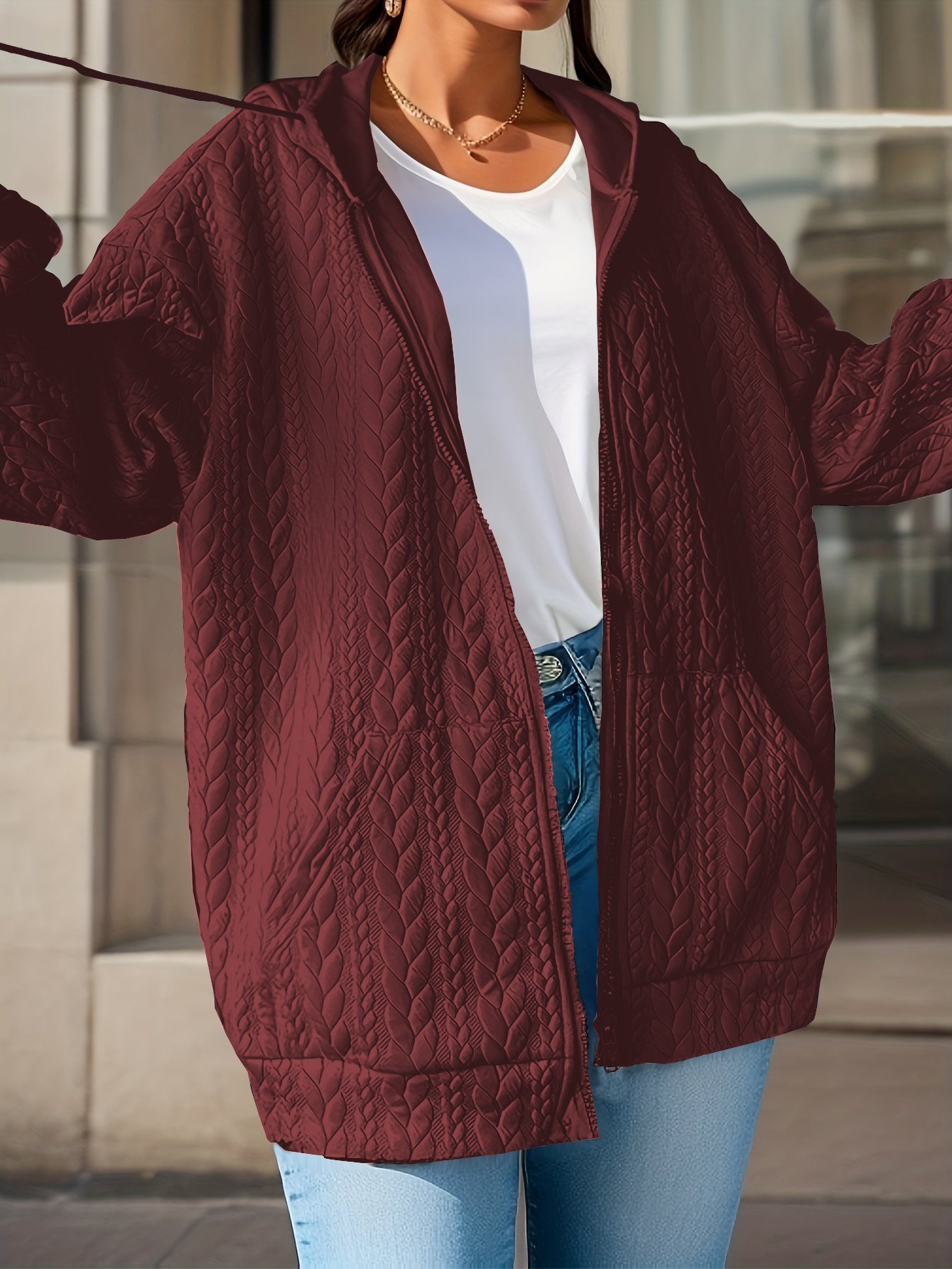 Burgundy Texture Regular Jacket