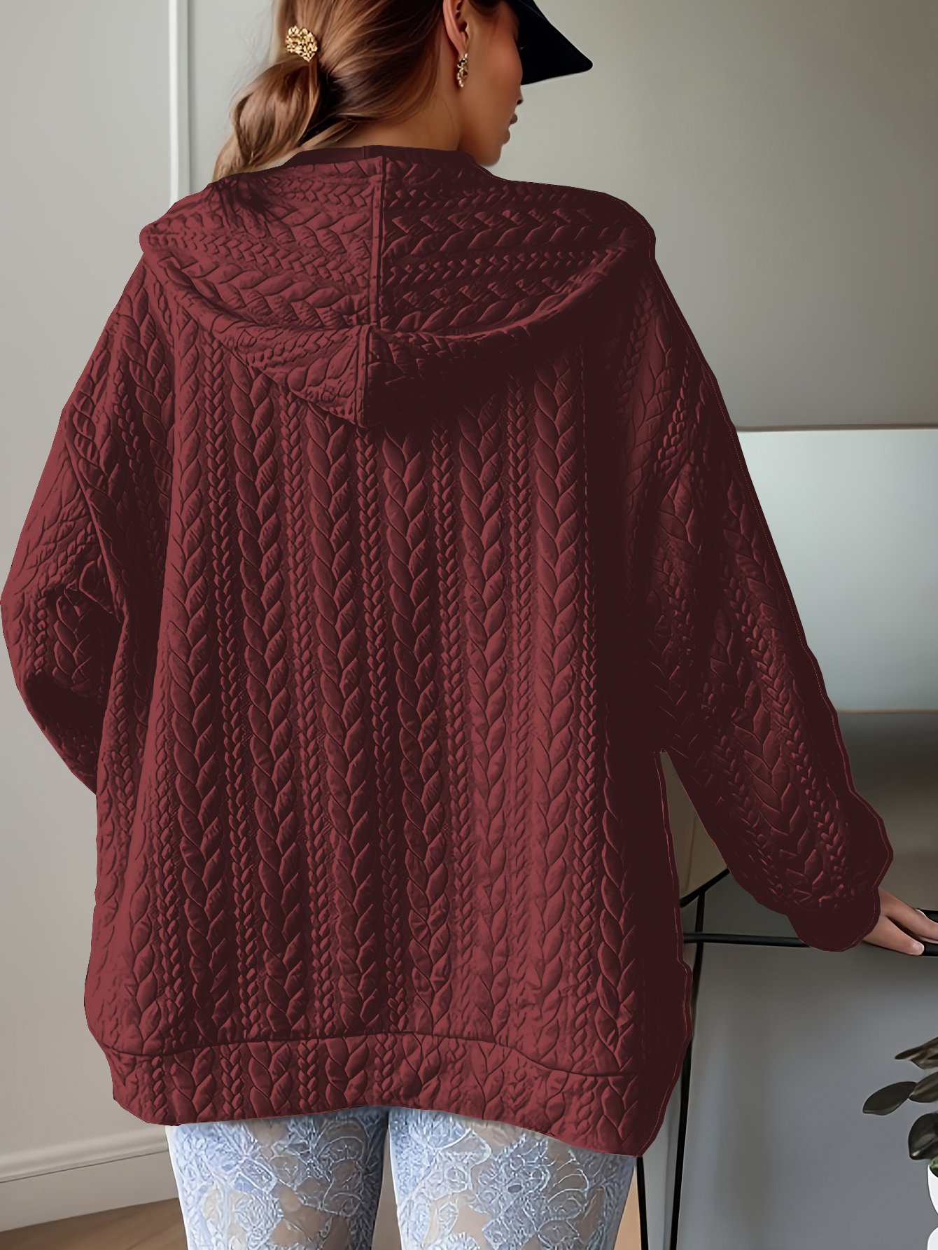 Burgundy Texture Regular Jacket