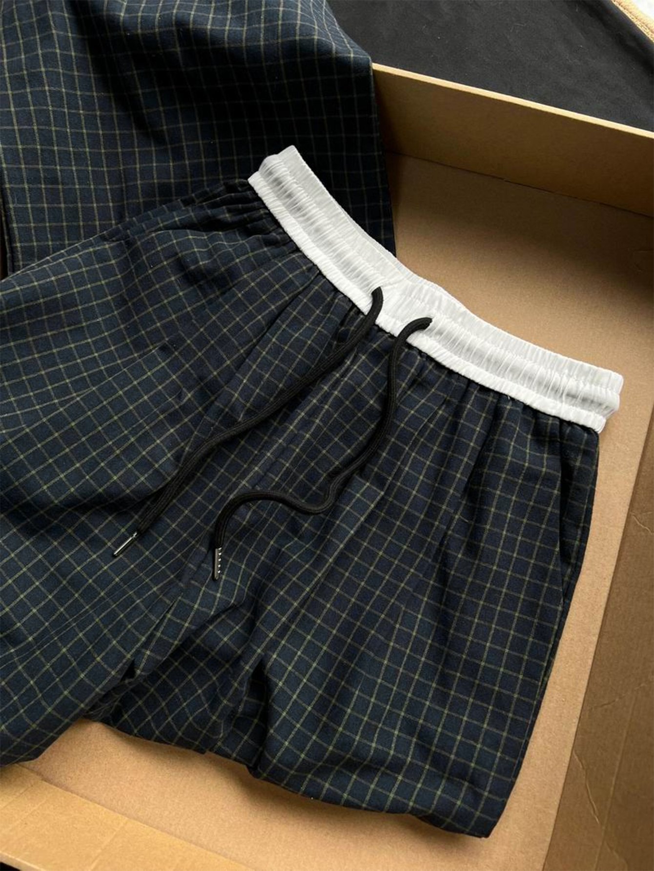 Navy Blue Striped Straight Leg Pants