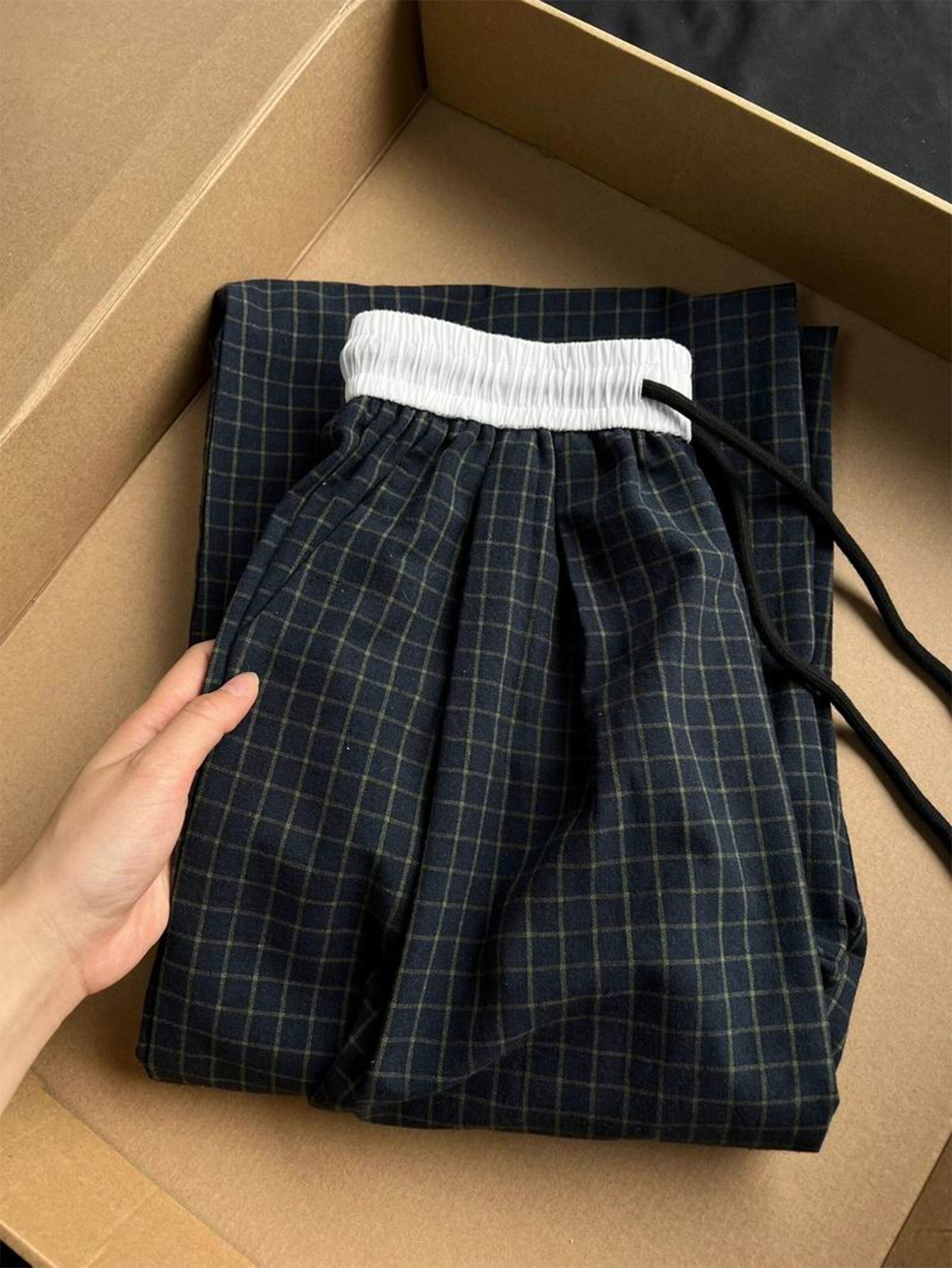Navy Blue Striped Straight Leg Pants