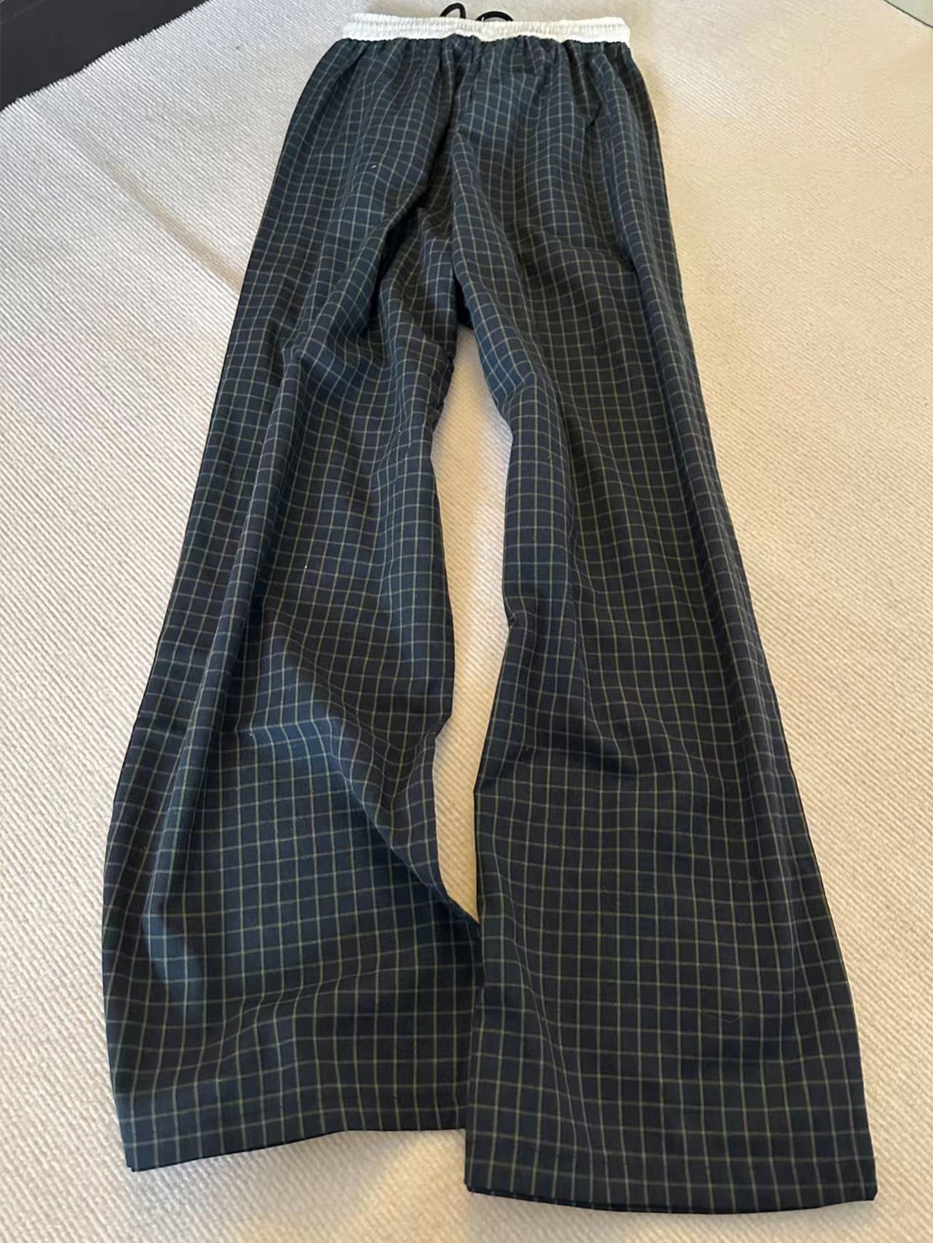Navy Blue Striped Straight Leg Pants