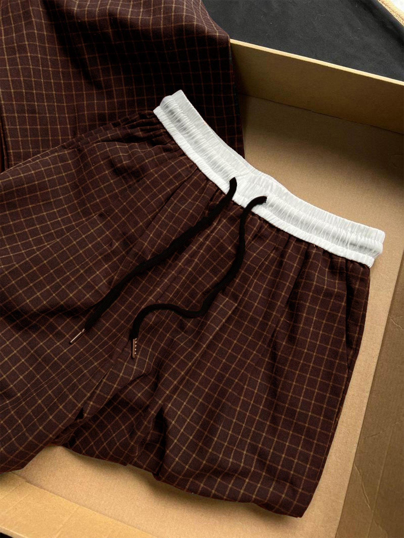 Coffee Brown Striped Straight Leg Trousers