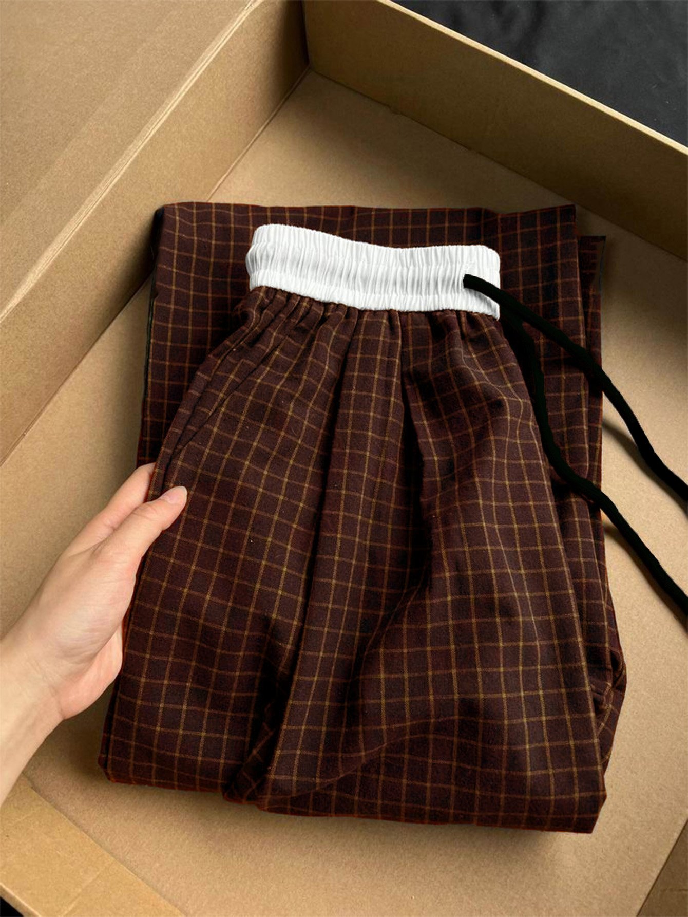 Coffee Brown Striped Straight Leg Trousers