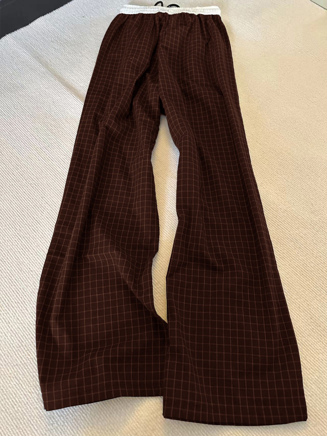 Coffee Brown Striped Straight Leg Trousers