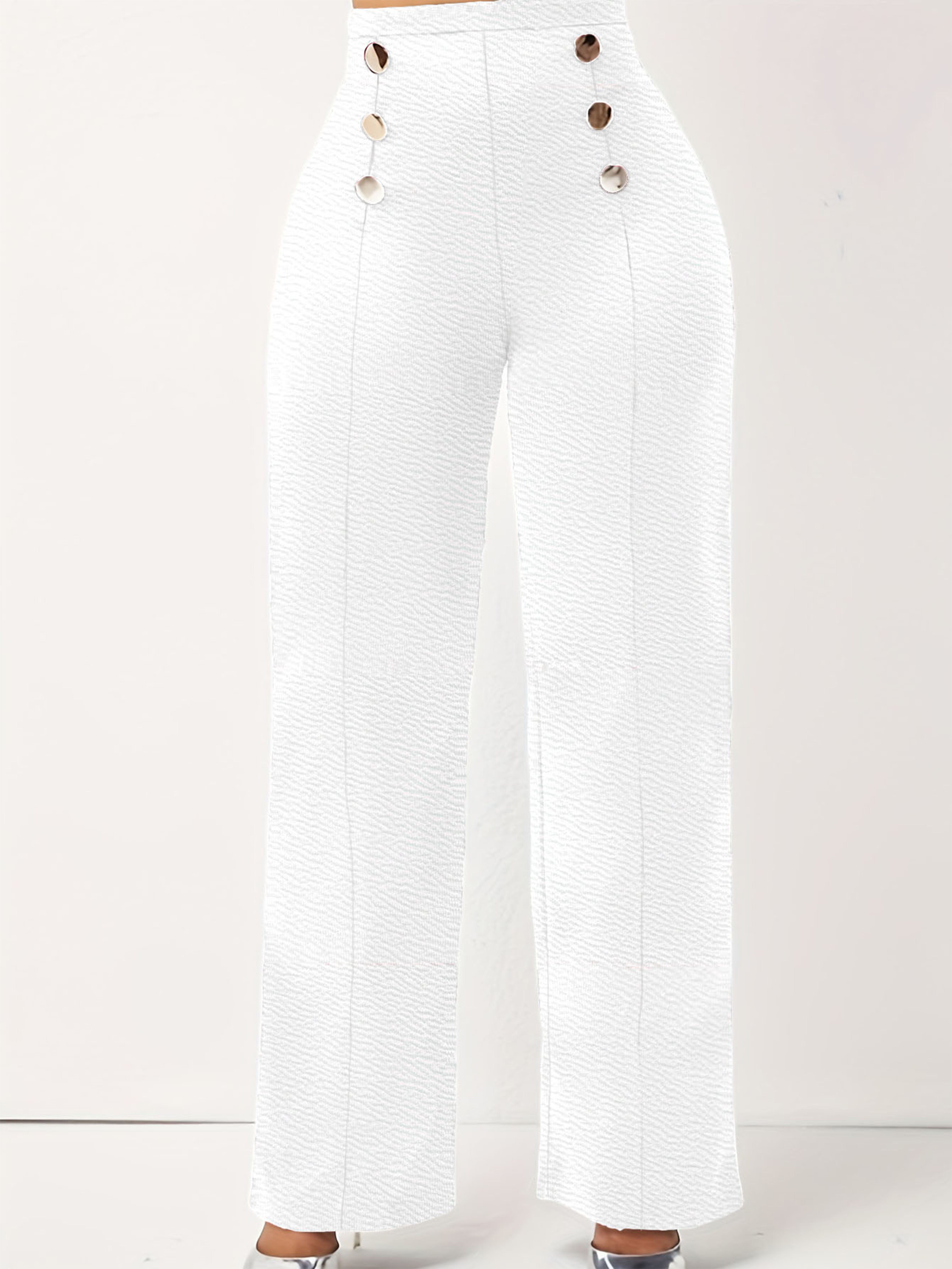 Off White Texture Straight Leg Trousers