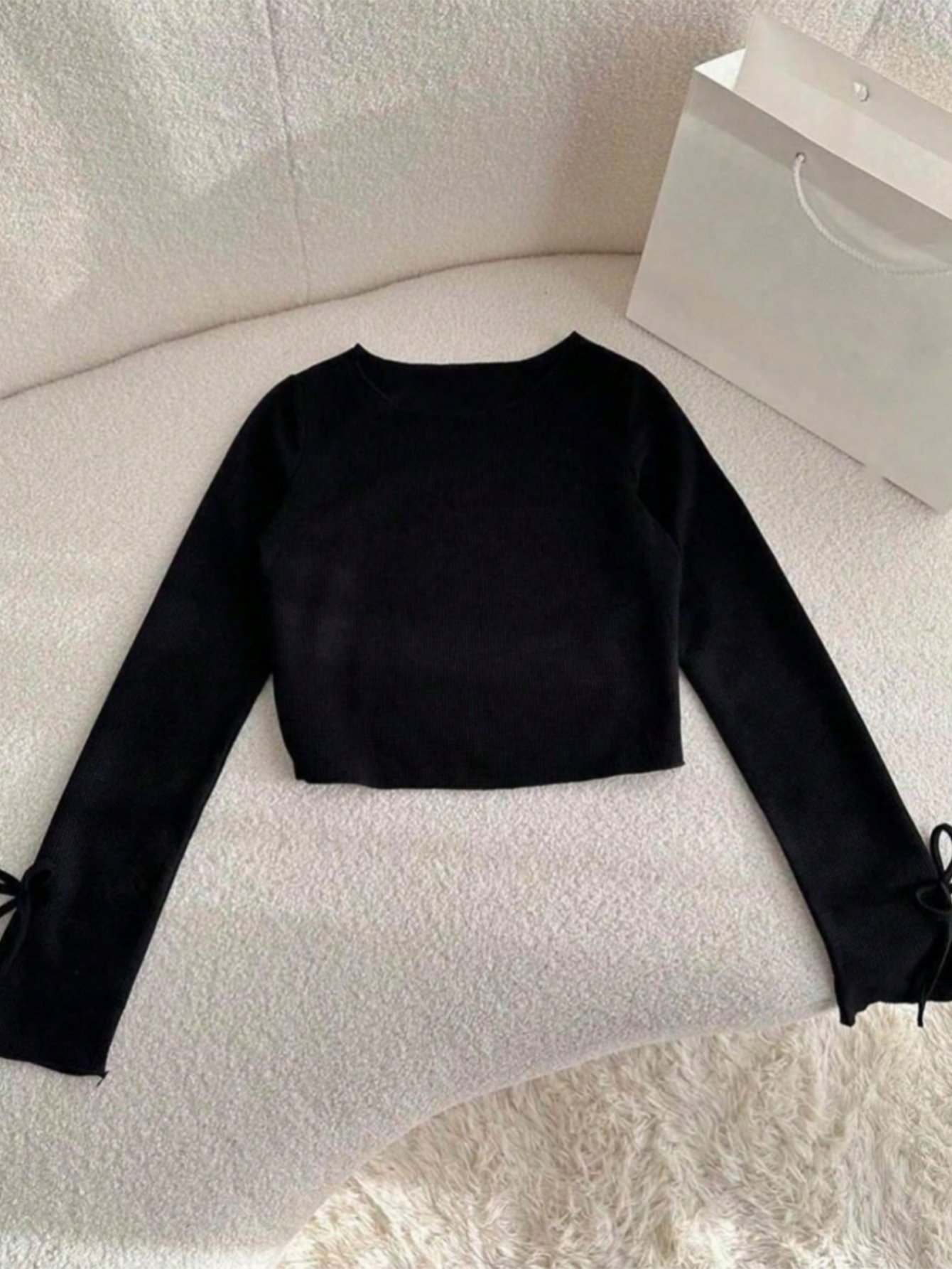 Pack of 3 - Multi-Color Textured Ribbed Long Sleeve T-Shirt with Tie Cuffs