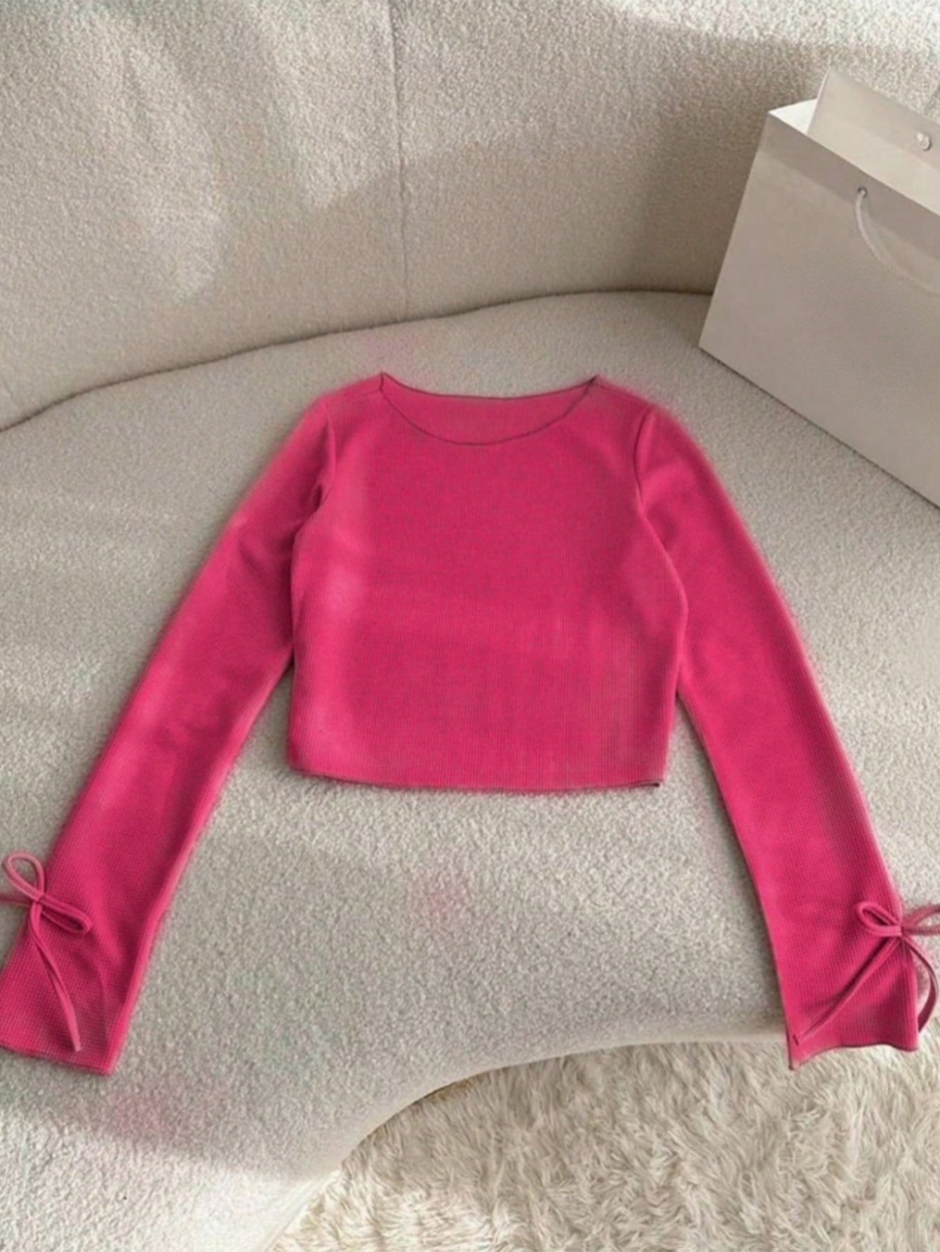Pack of 3 - Multi-Color Textured Ribbed Long Sleeve T-Shirt with Tie Cuffs