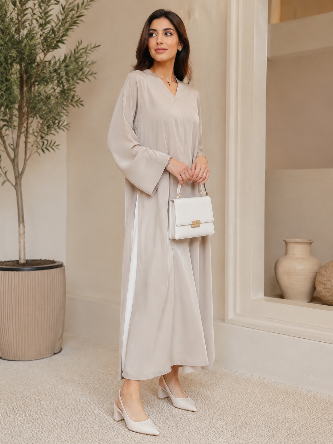 White Croc-Embossed Slingback Mid Heels