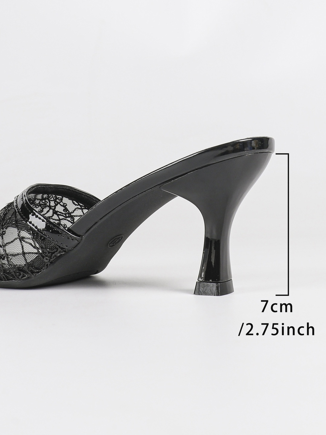 Black Mesh Kitten Heel Mules