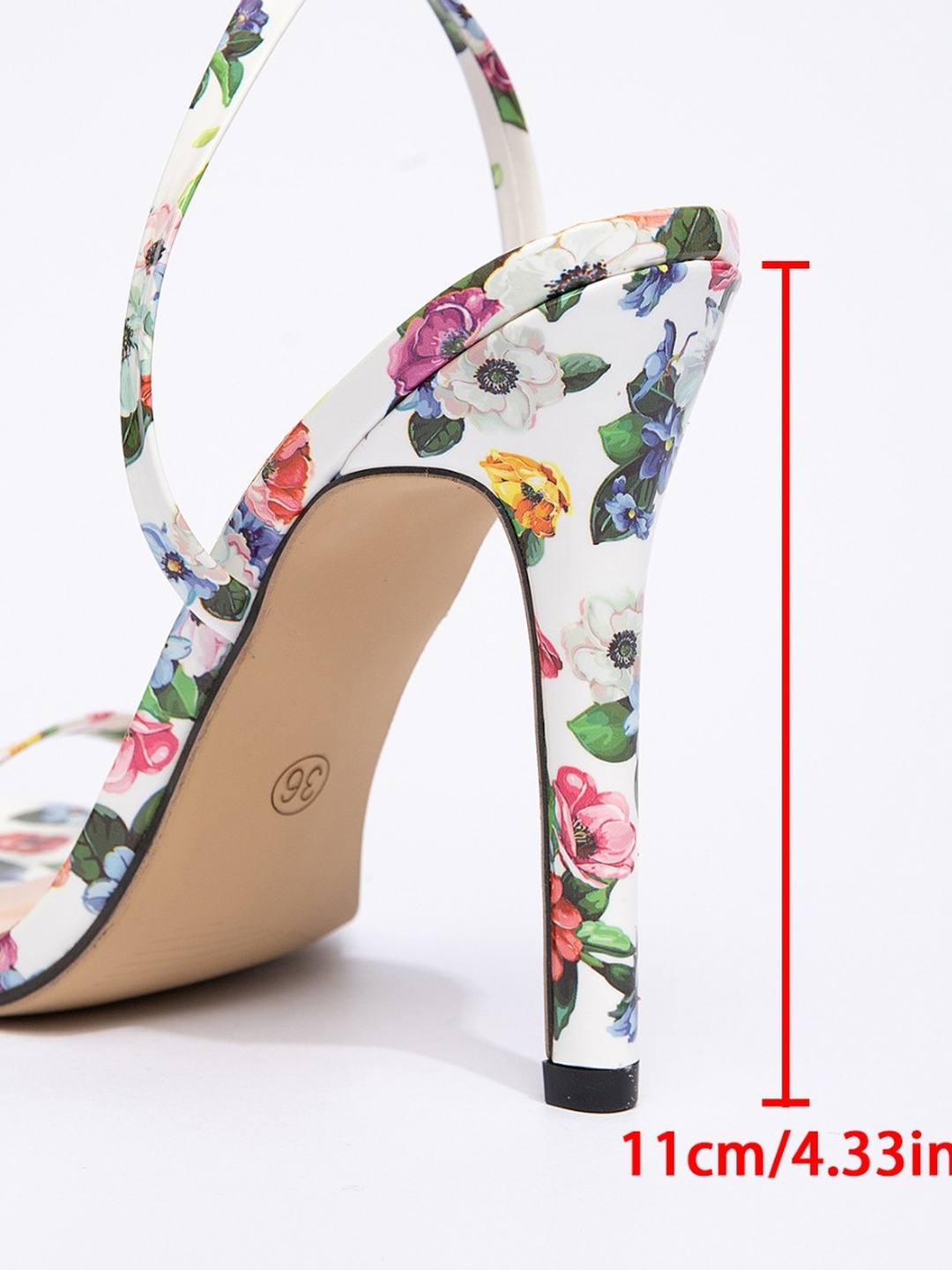 Floral High Heel Sandals with Ankle Strap