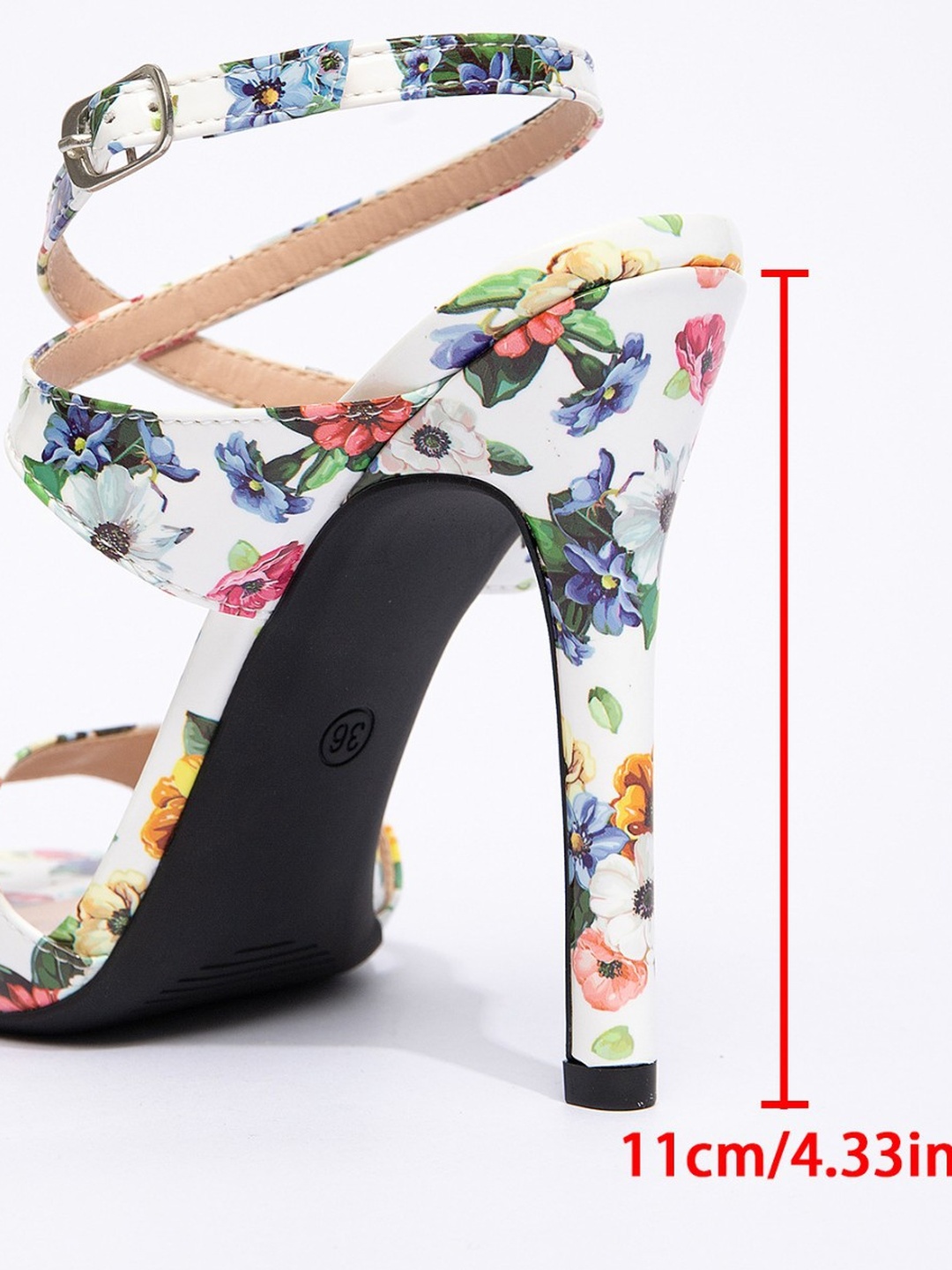Floral Multi-Strap High Heel Sandals