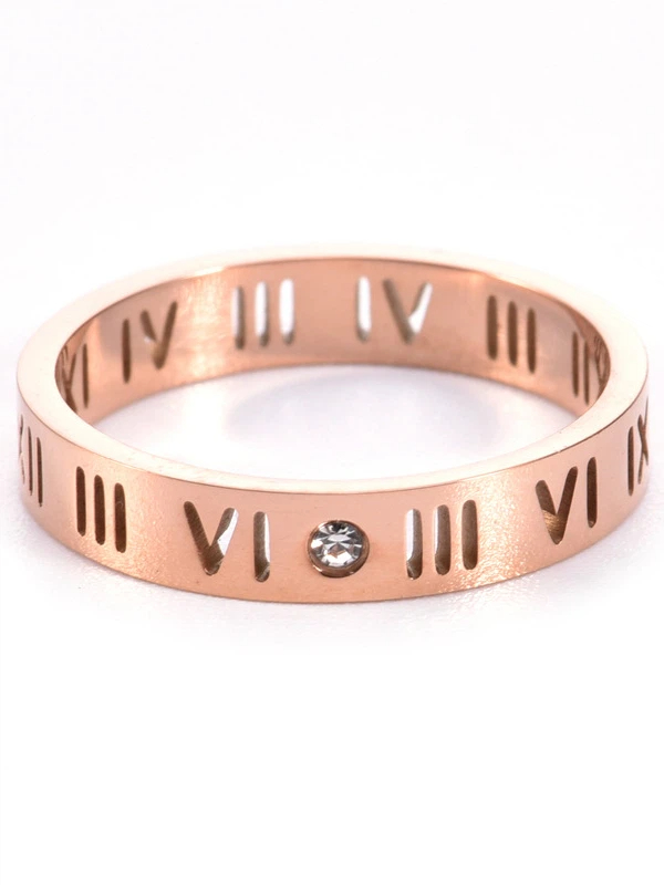 Copper Roman Numeral Ring with Rhinestone Accent