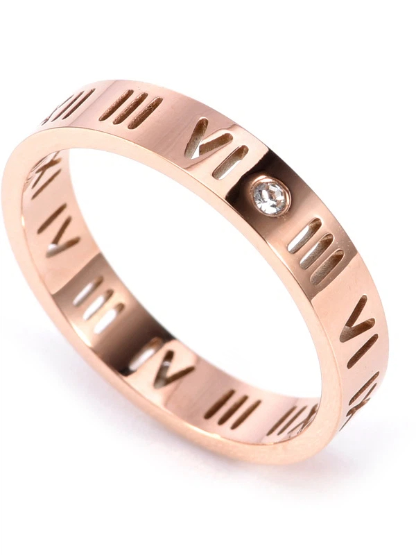 Copper Roman Numeral Ring with Rhinestone Accent