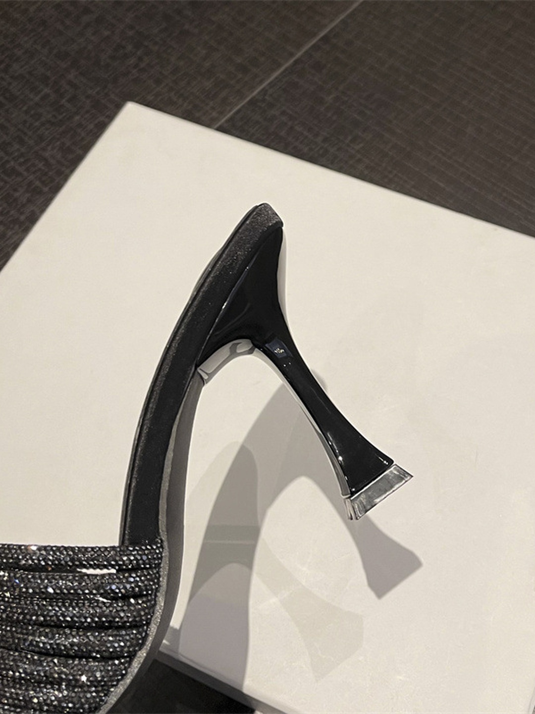 Sparkle Square-Toe High Heel Sandals