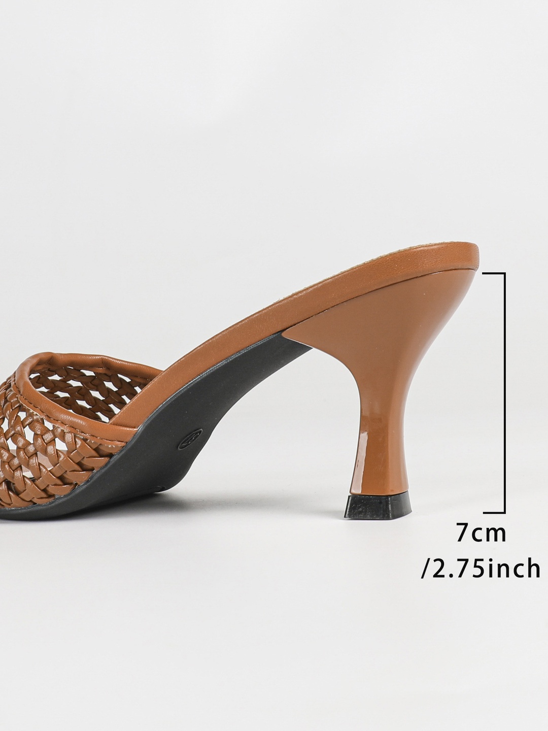 Brown Woven Mid-Heel Mules for Women