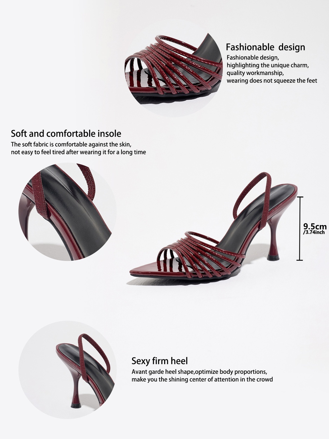 Maroon Strappy High Heel Sandals