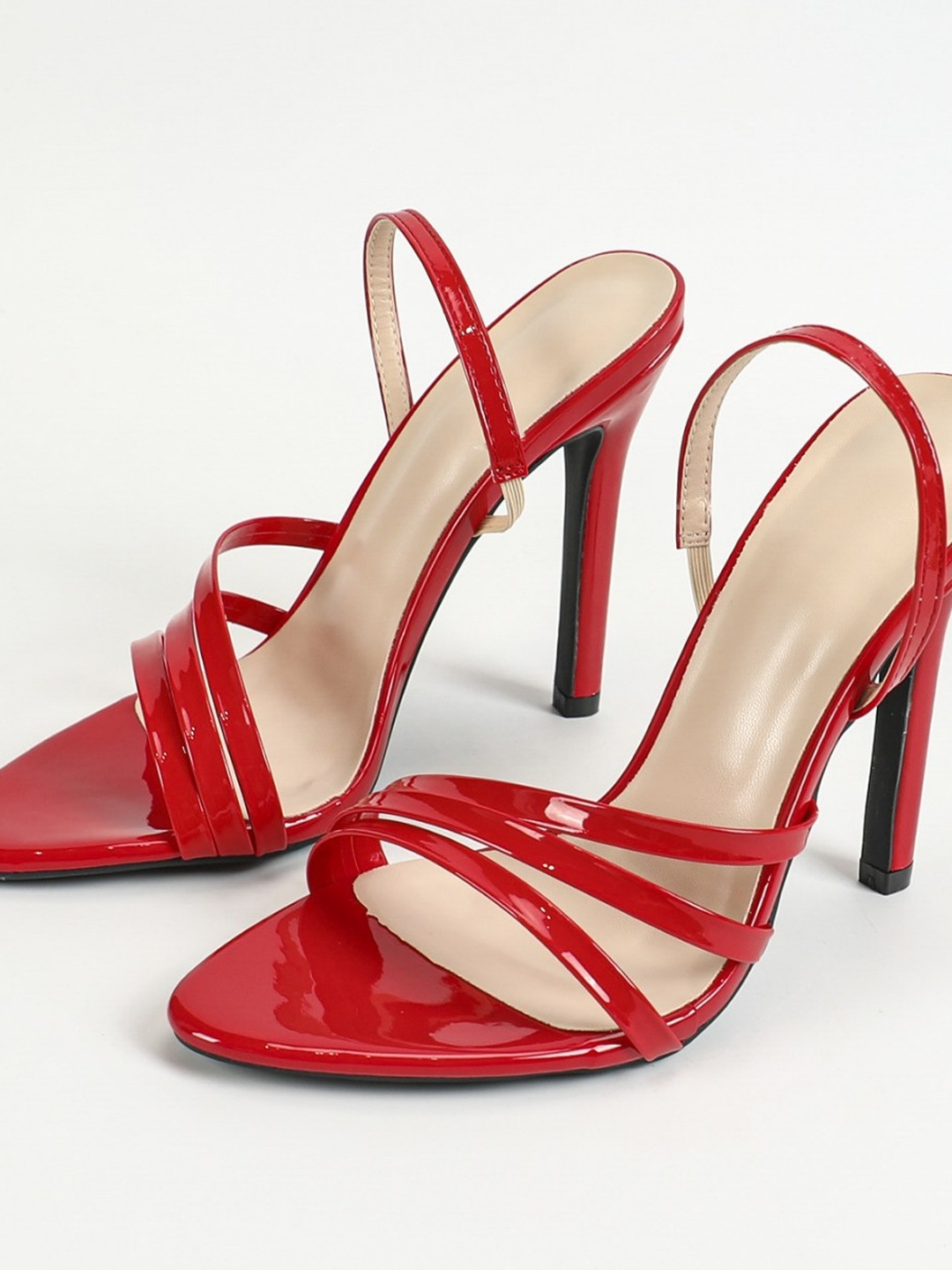 Red High-Heel Slingback Sandals for Women