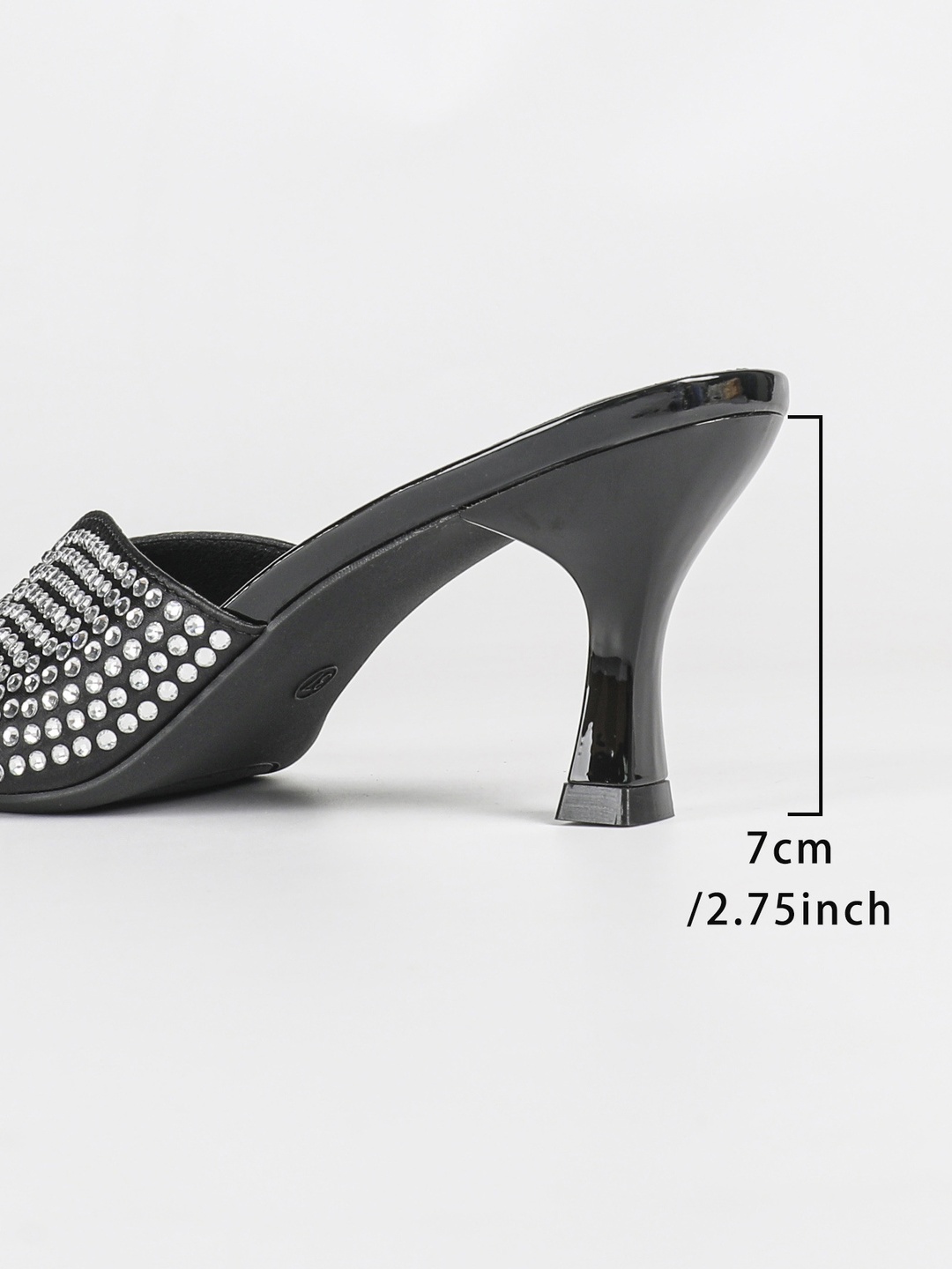 Black Rhinestone Heel Sandals