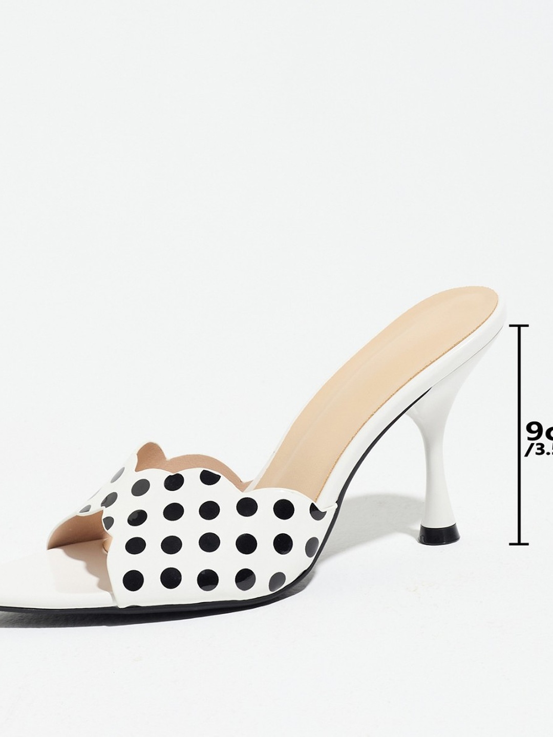 White Polka Dot Open-Toe Sandals with Thin High Heels