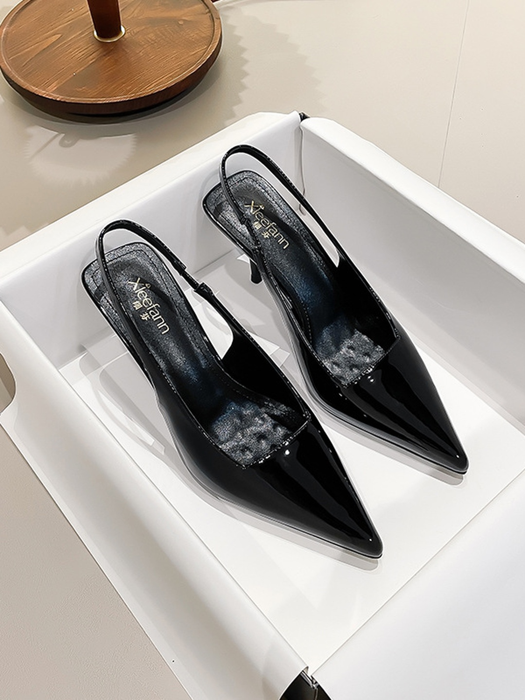 Black Patent Slingback High Heels
