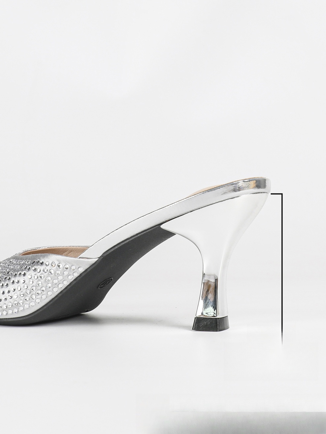 Silver Rhinestone Mid-Heel Sandals