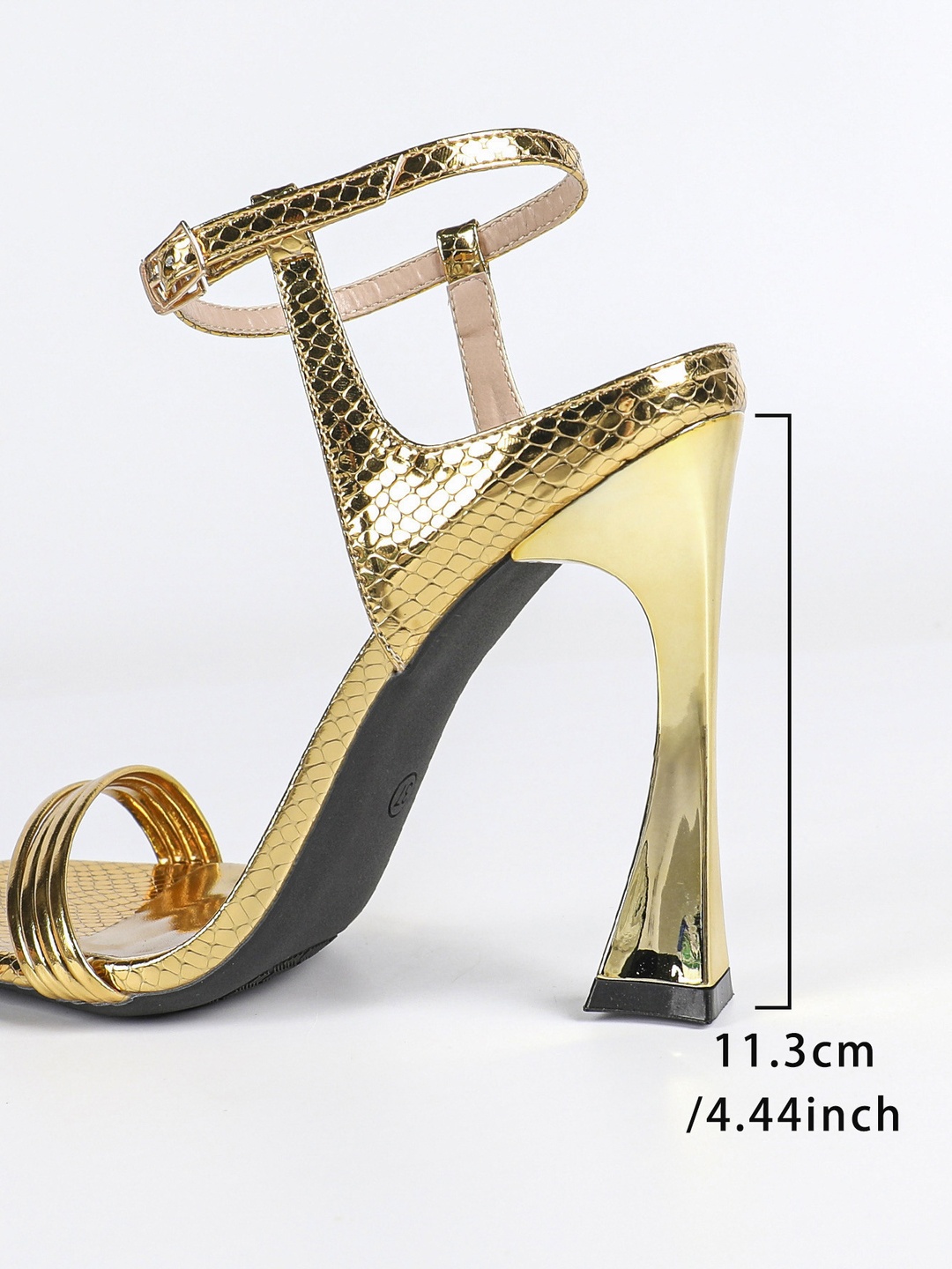 Gold High-Heel Sandals with Ankle Strap
