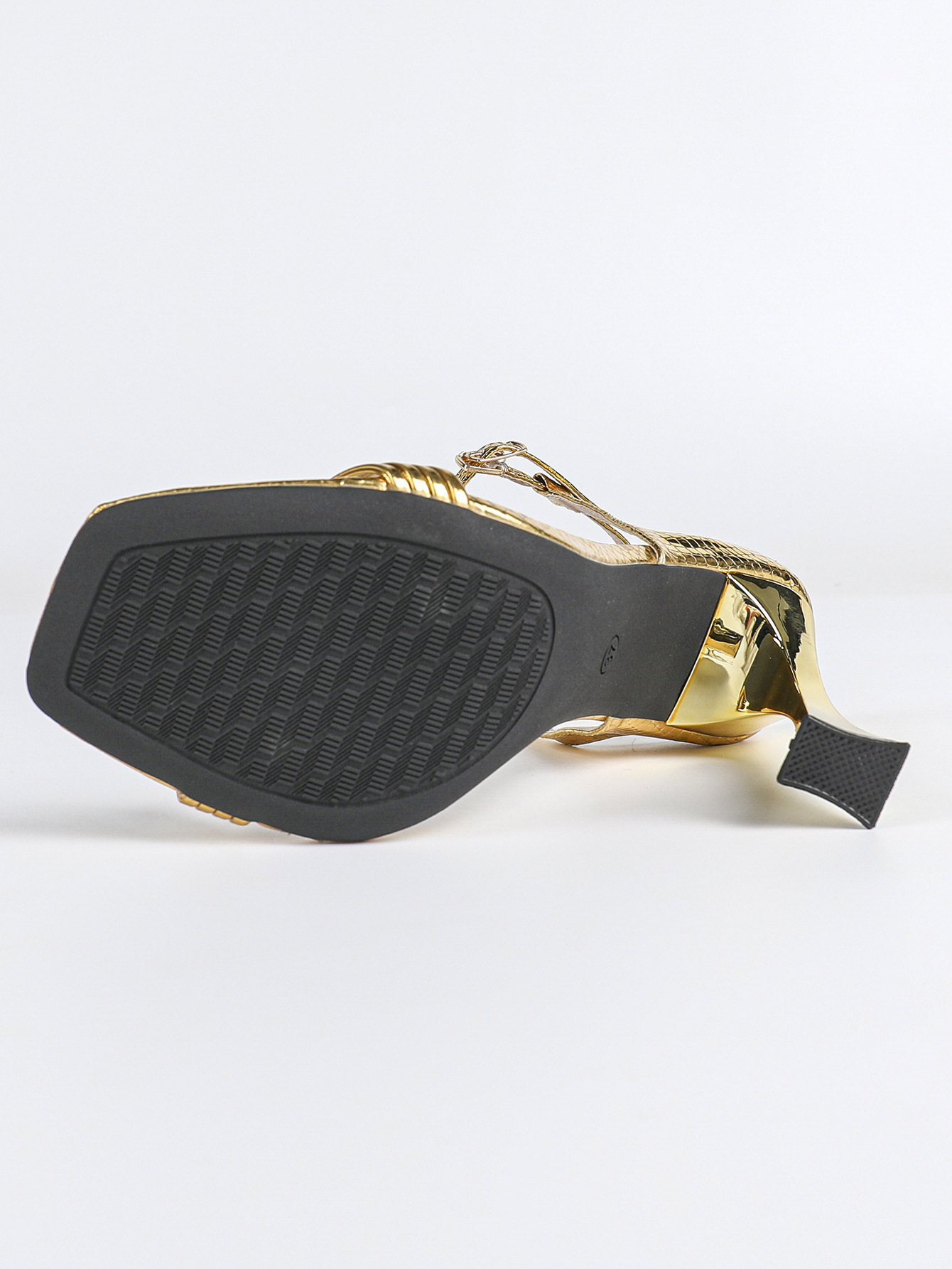 Gold High-Heel Sandals with Ankle Strap
