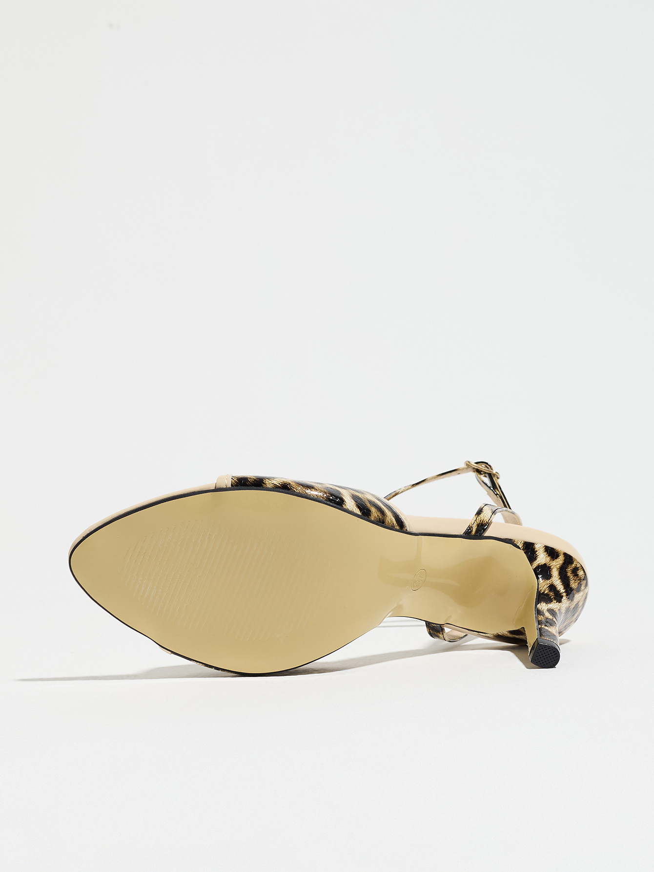 Leopard Print High Heel Sandals with Ankle Strap