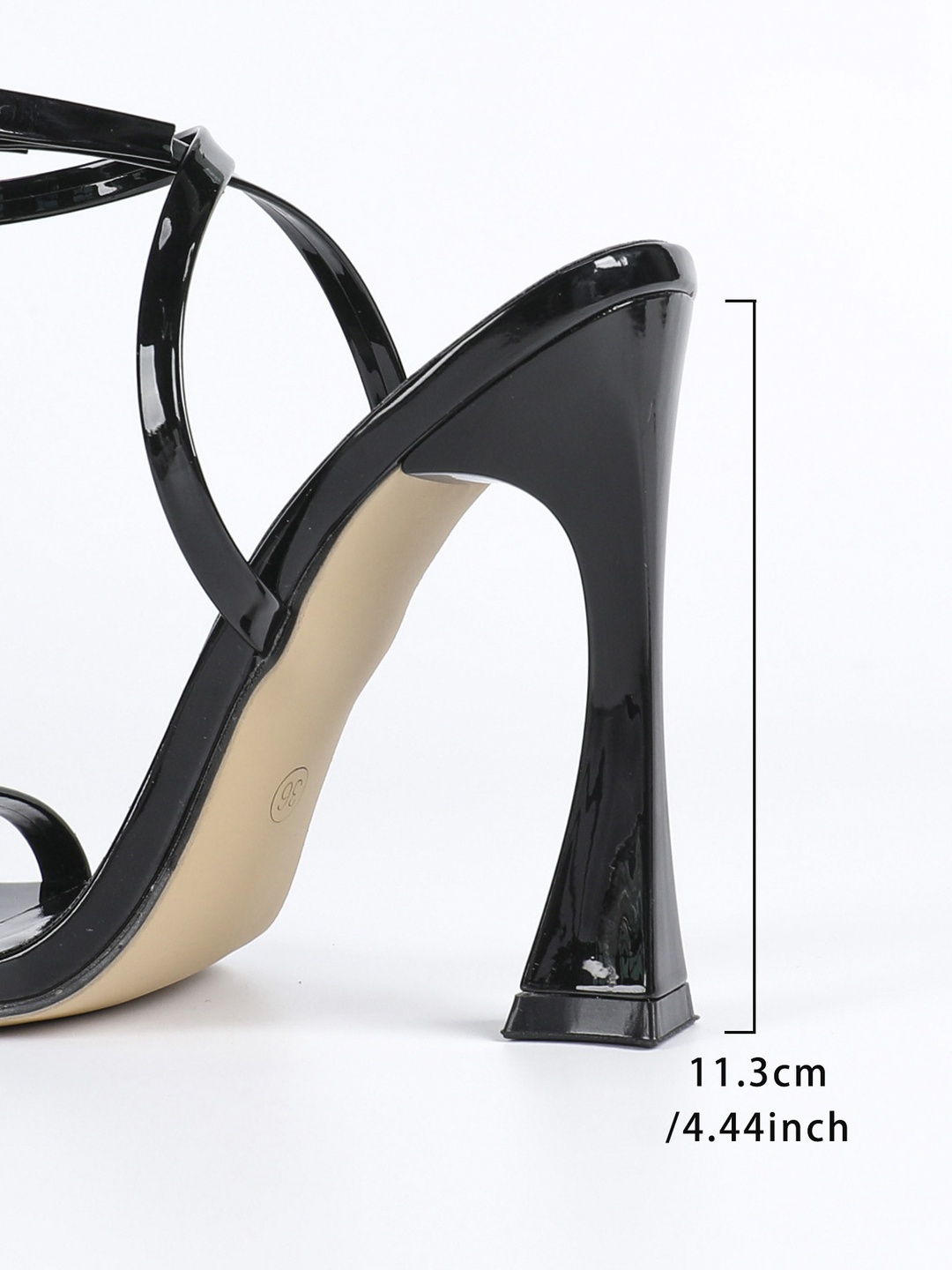Black Square Toe High Heel Sandals