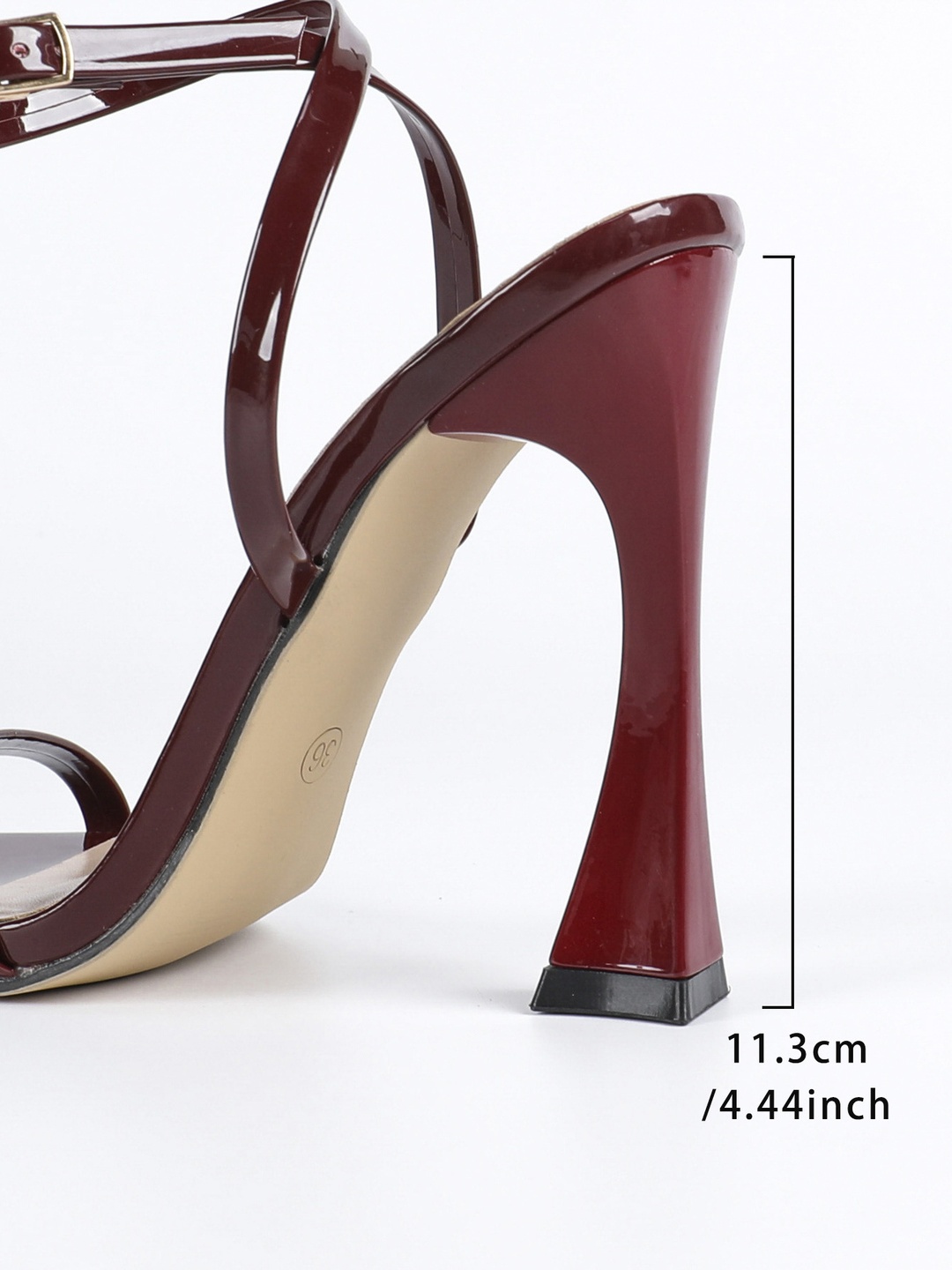 Burgundy High-Heel Ankle Strap Sandals
