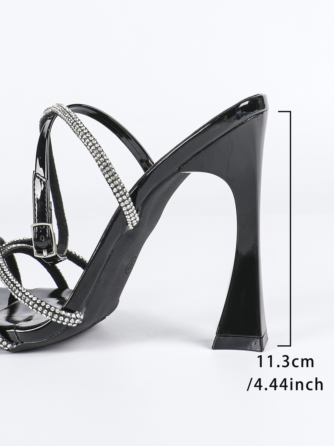 Black Rhinestone High Heel Sandals 