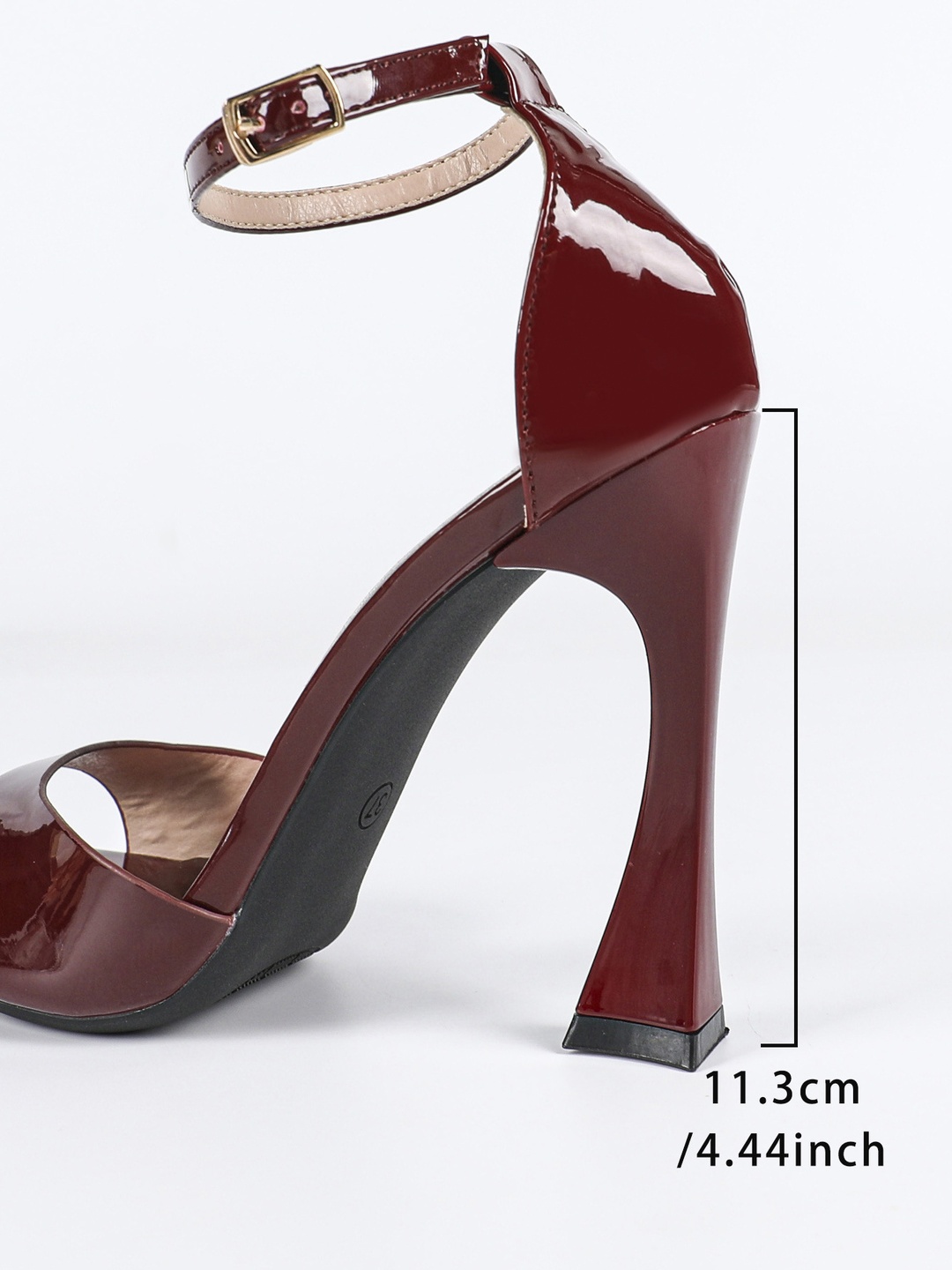 Maroon High Heel Ankle Strap Sandals