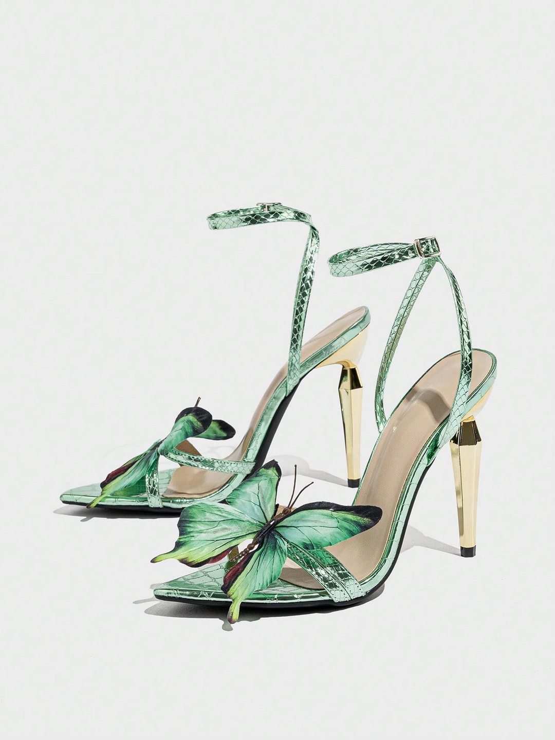 Butterfly Stiletto Heels with Ankle Strap