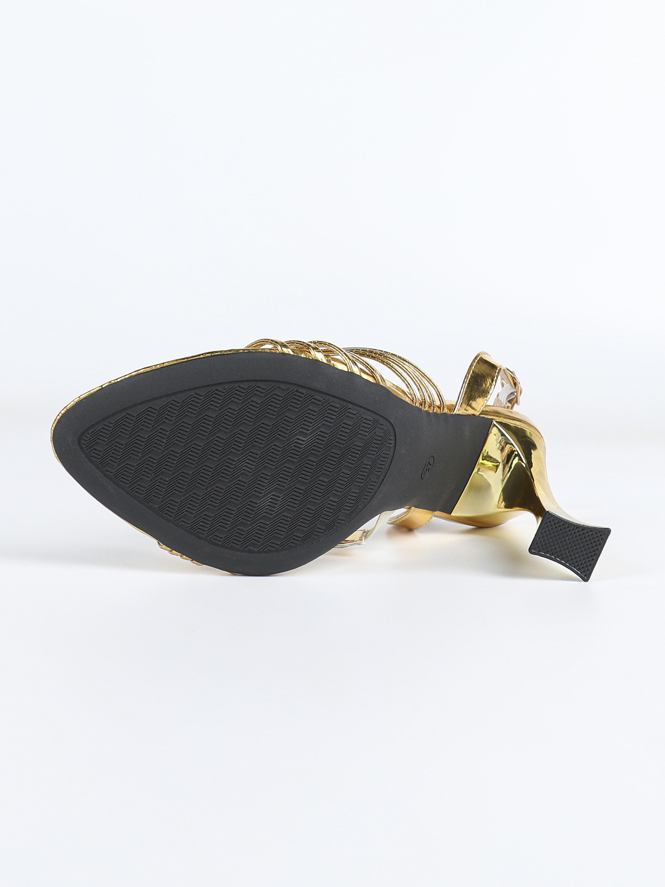 Gold Metallic Multi-Strap Open-Toe High Heel Sandals