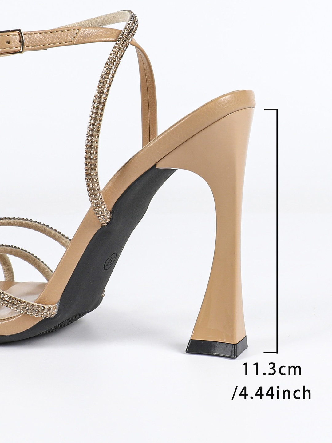Silver Rhinestone Ankle Strap High Heel Sandals
