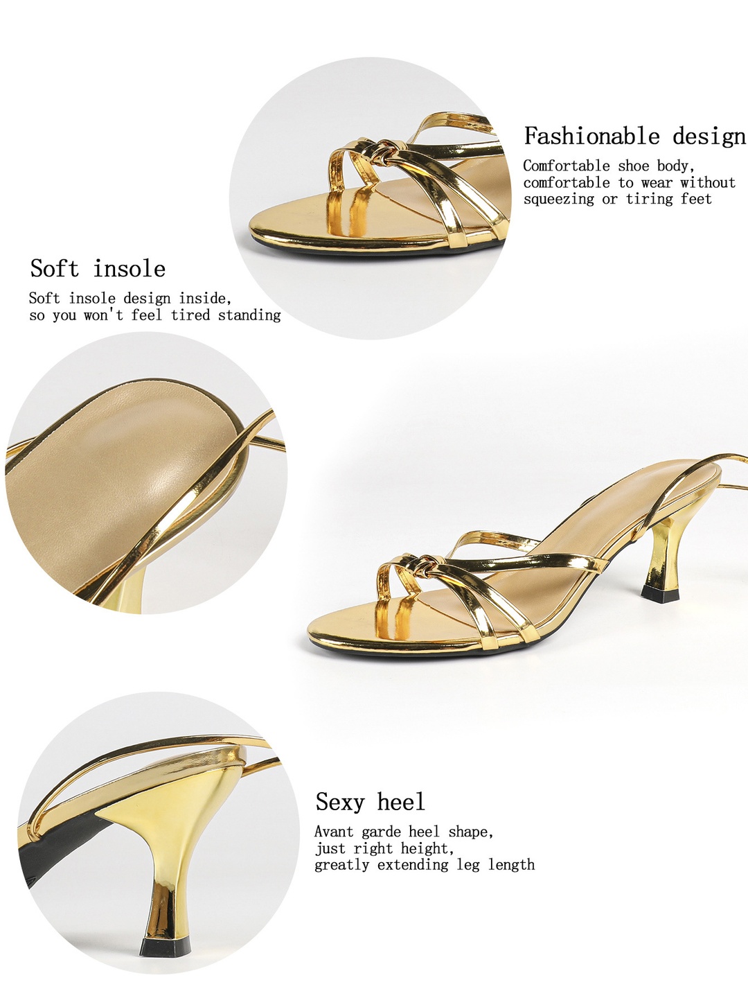 Gold Lace-Up Strappy Open-Toe High-Heel Sandals
