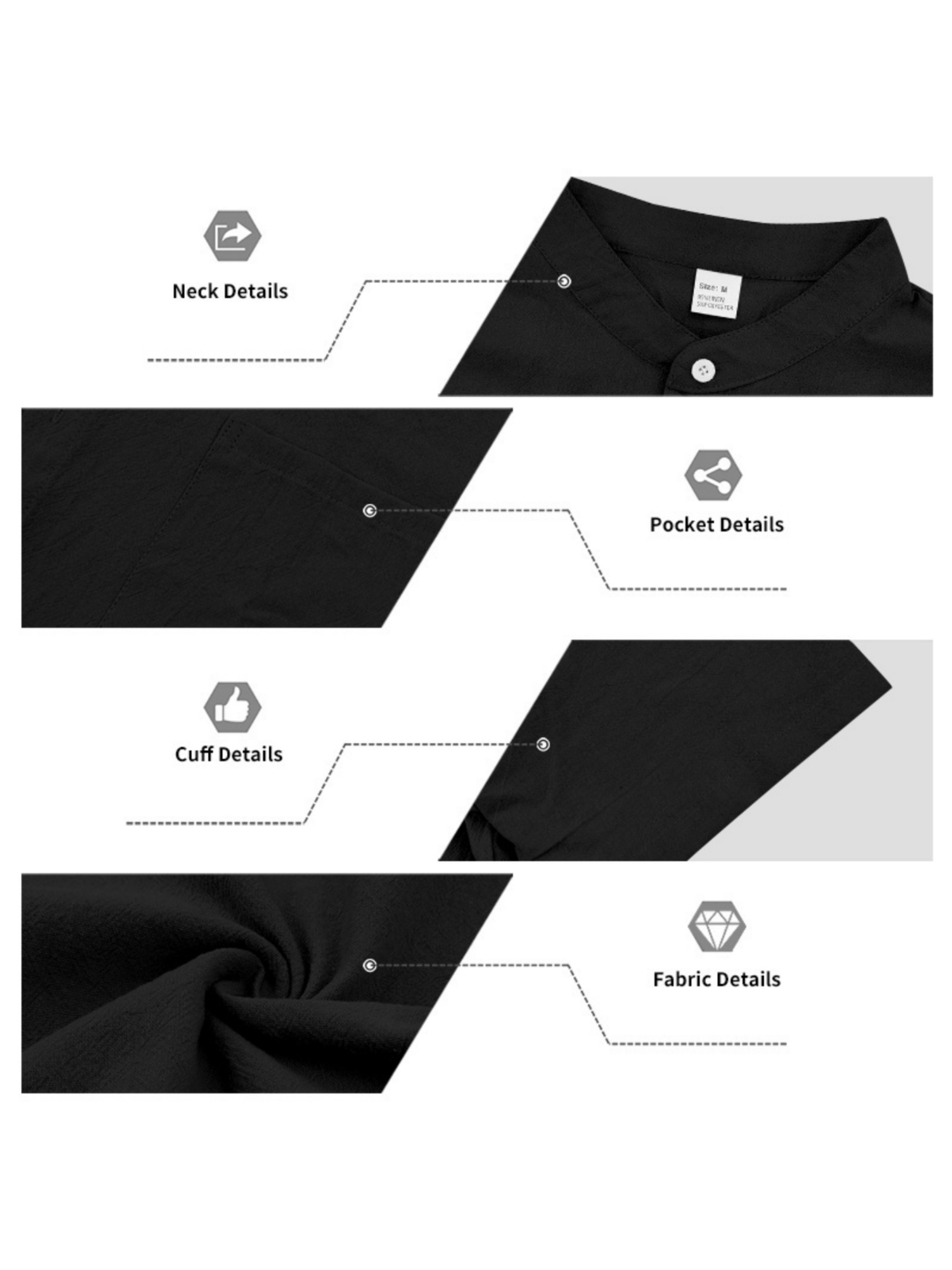 Men Black Linen Blend Trousers and Short Sleeve Shirt Set