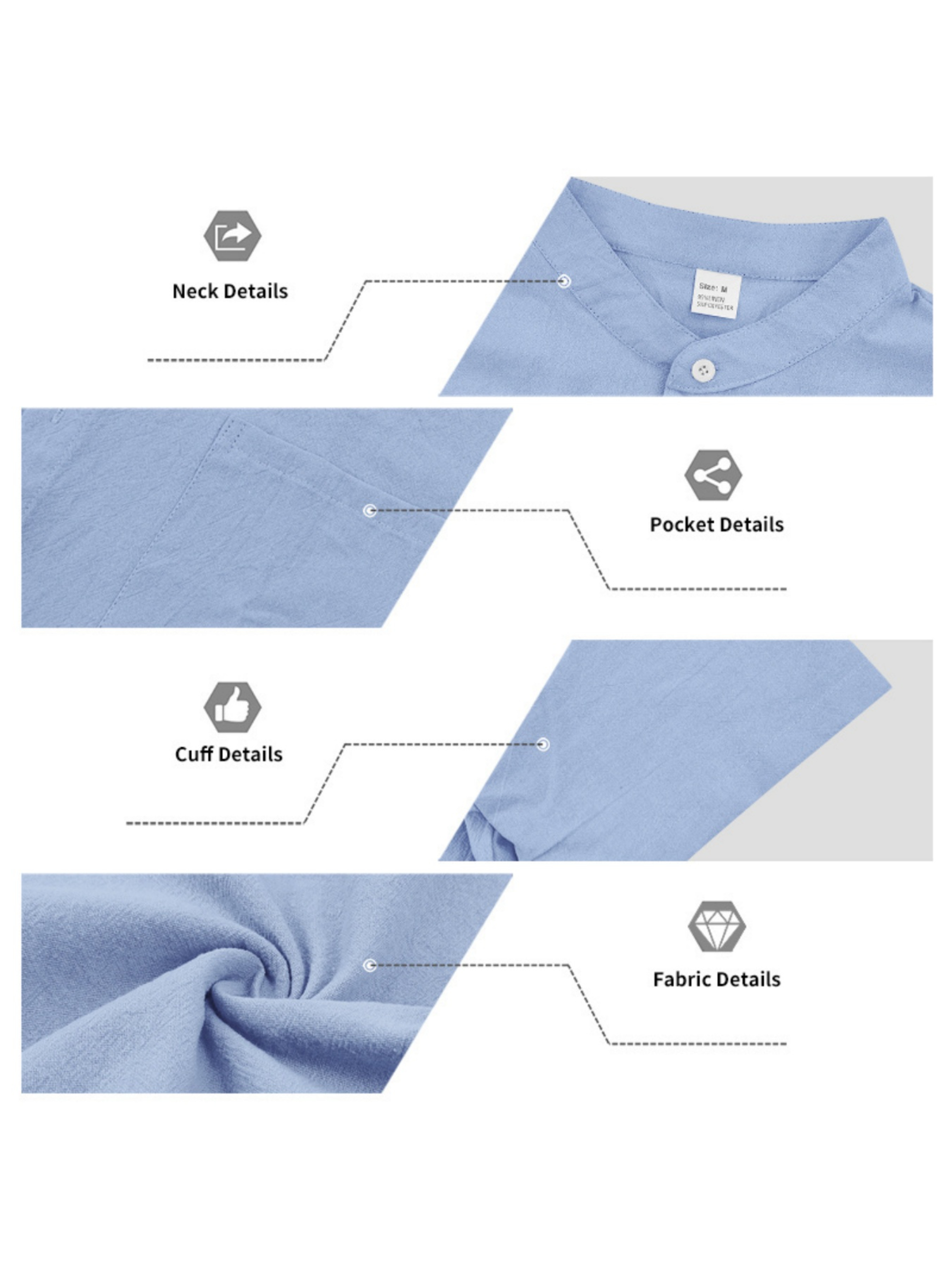 Men Light Blue Linen Trousers and Short Sleeve Shirt Co-Ord Set