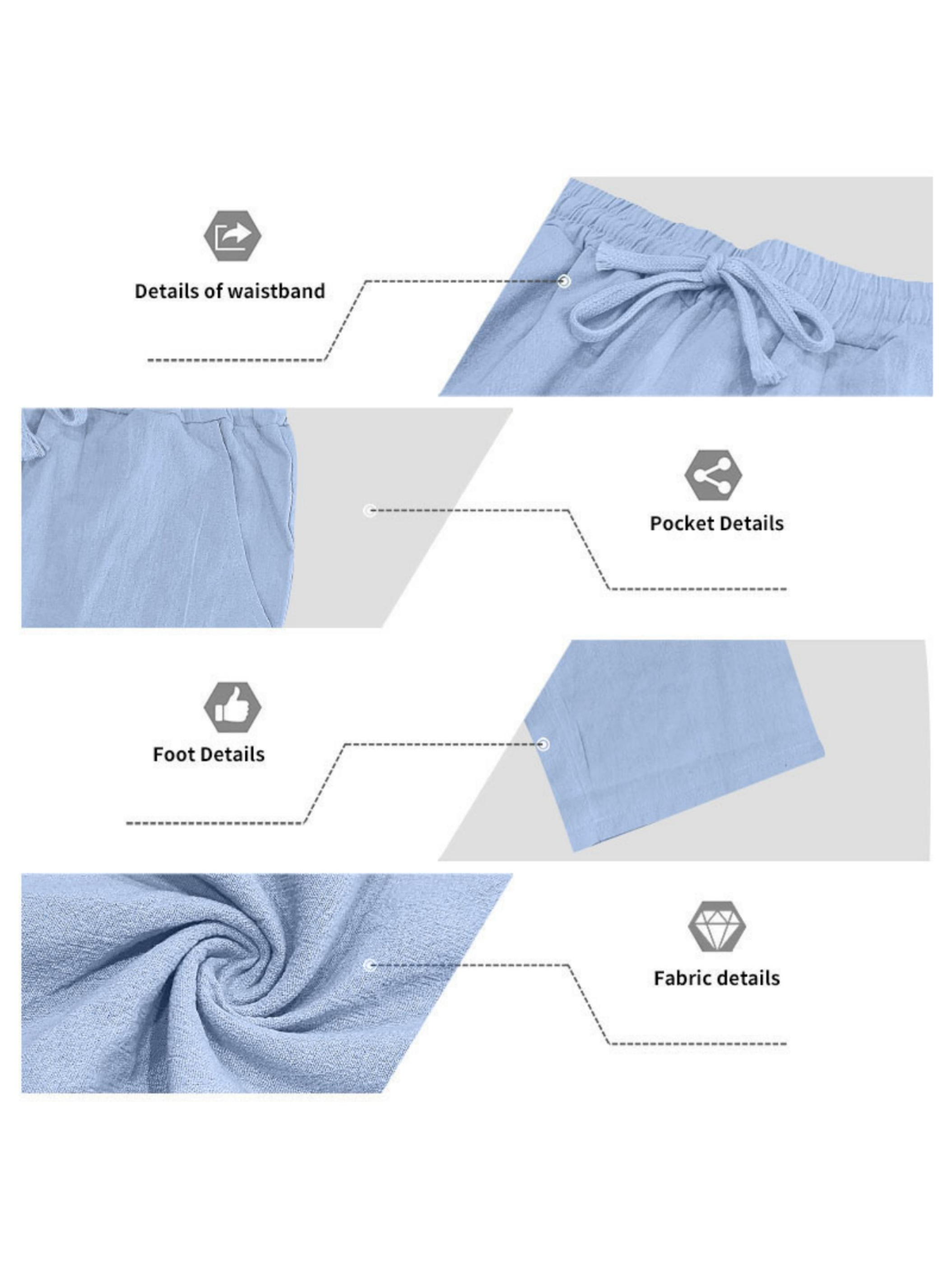 Men Light Blue Linen Trousers and Short Sleeve Shirt Co-Ord Set