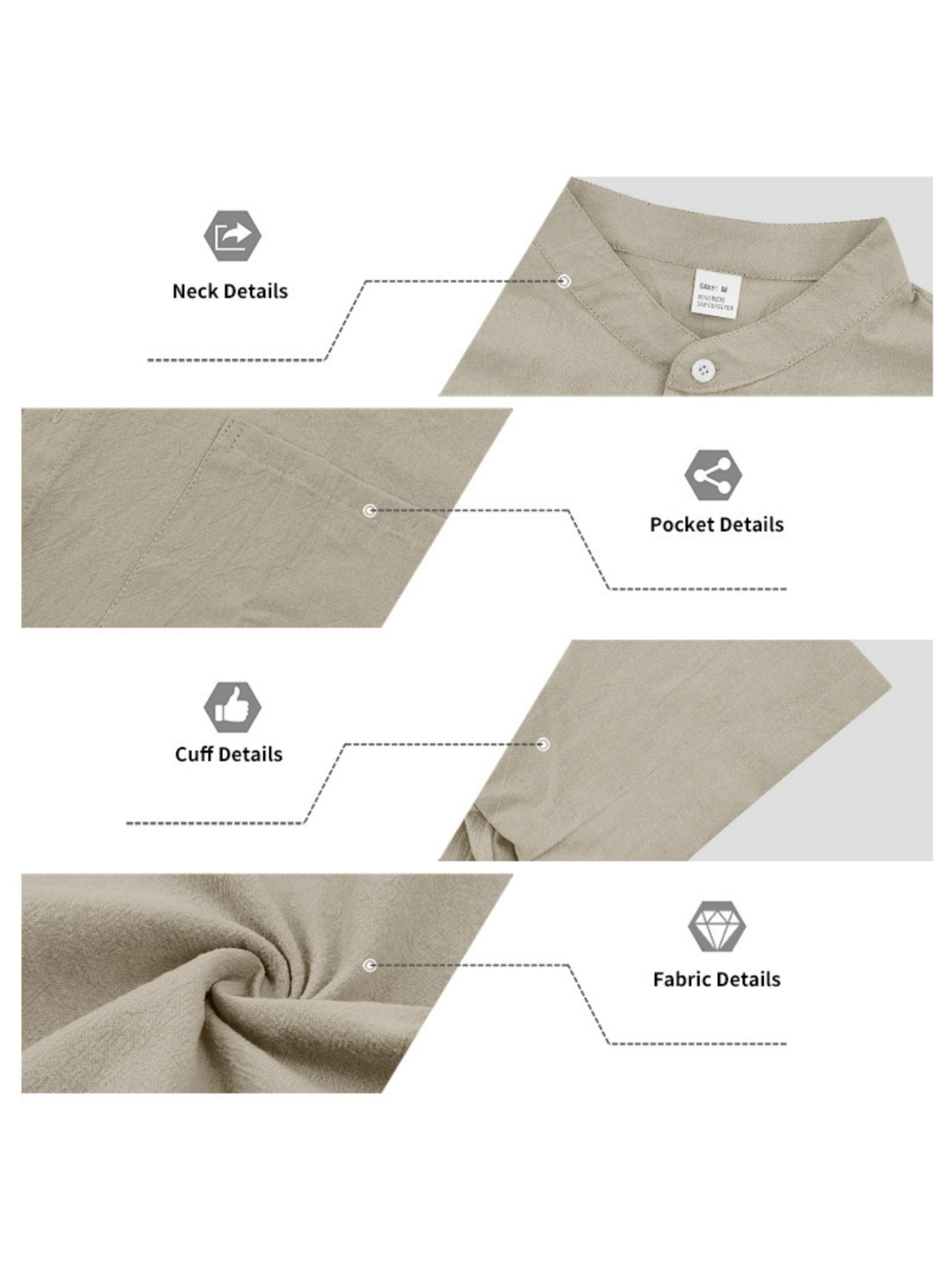 Men Beige Linen Short Sleeve Shirt and Trousers Set