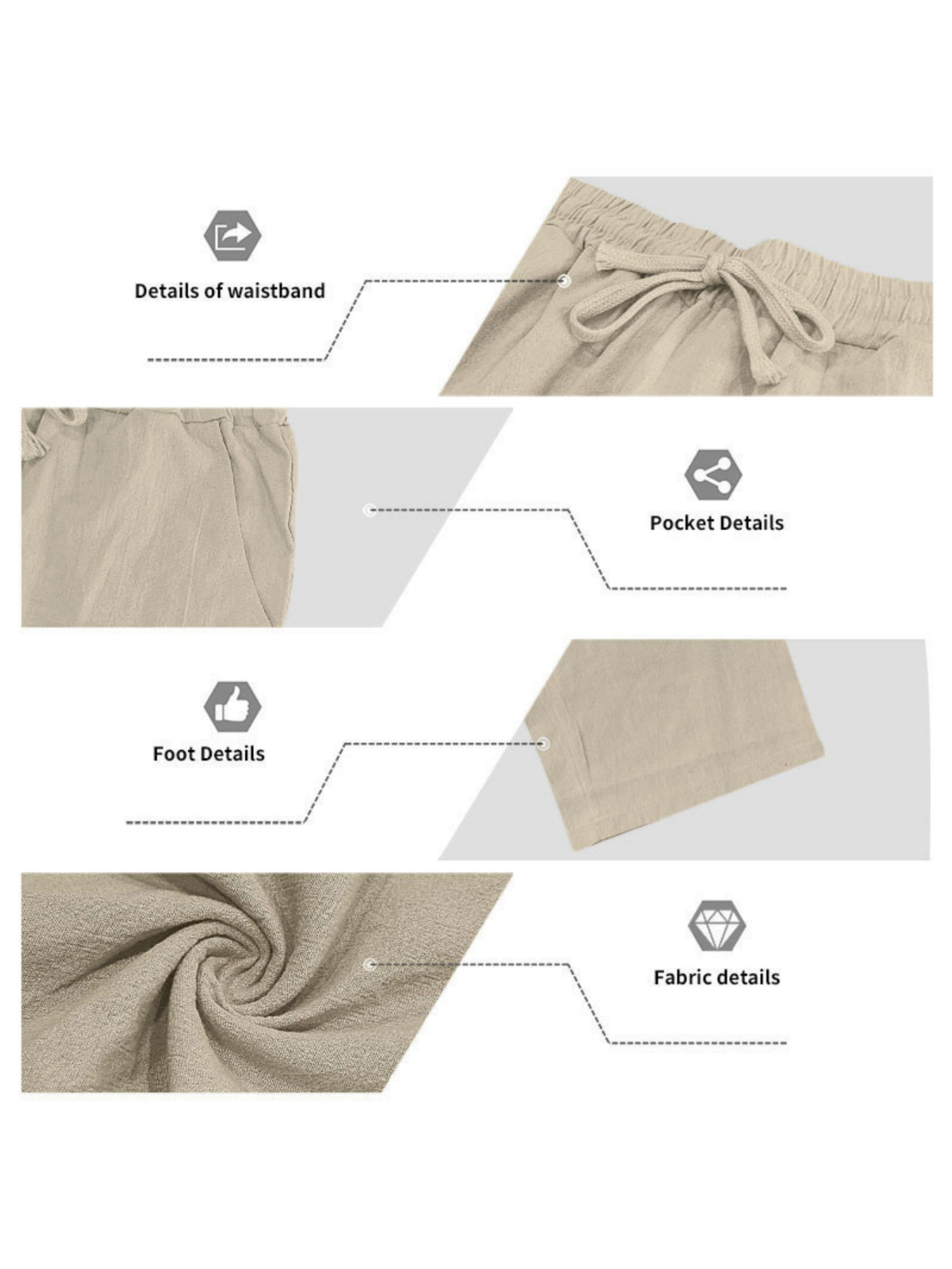 Men Beige Linen Short Sleeve Shirt and Trousers Set