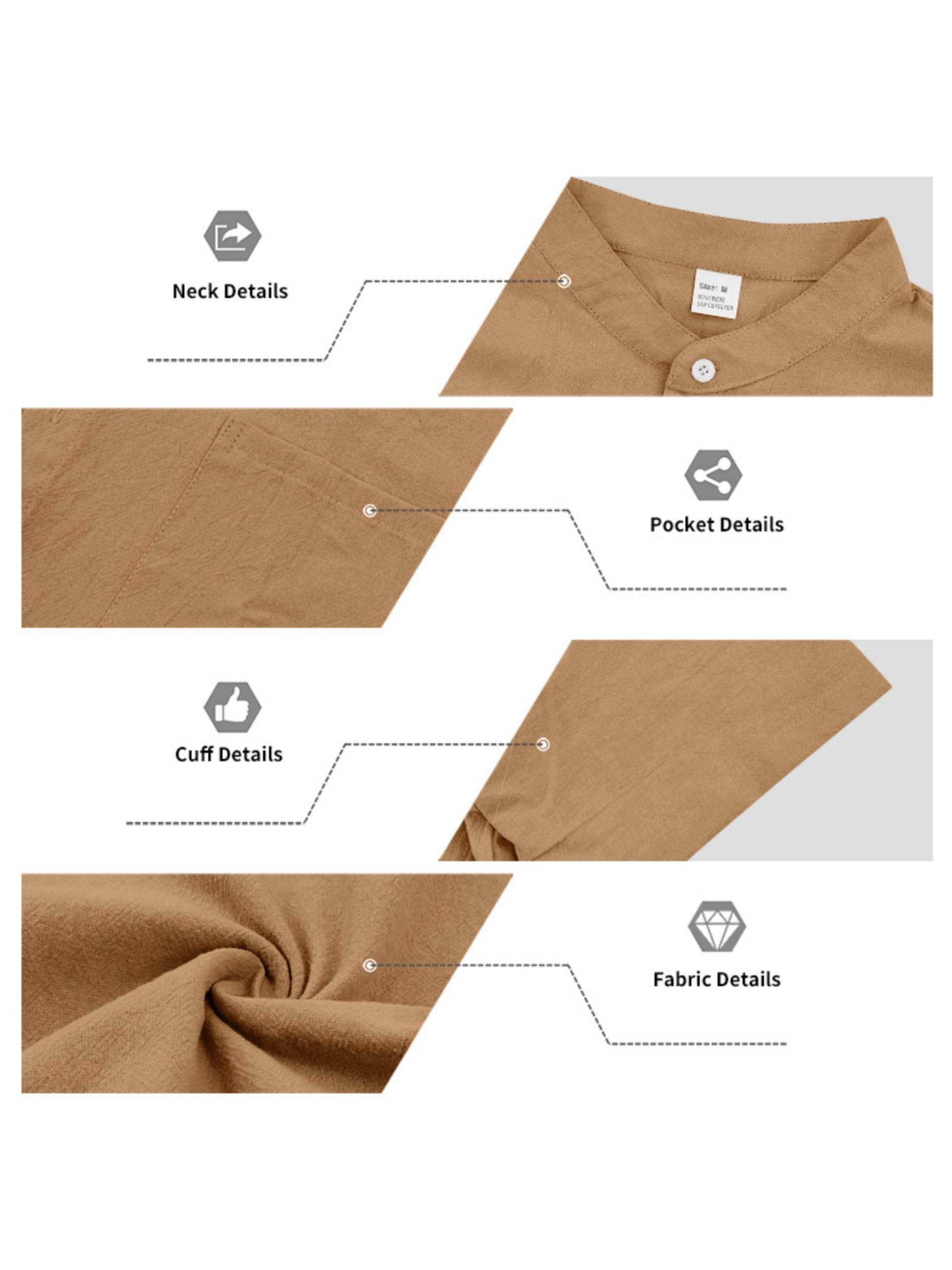 Men Brown Linen Short-Sleeve Shirt and Trousers Co-Ord Set