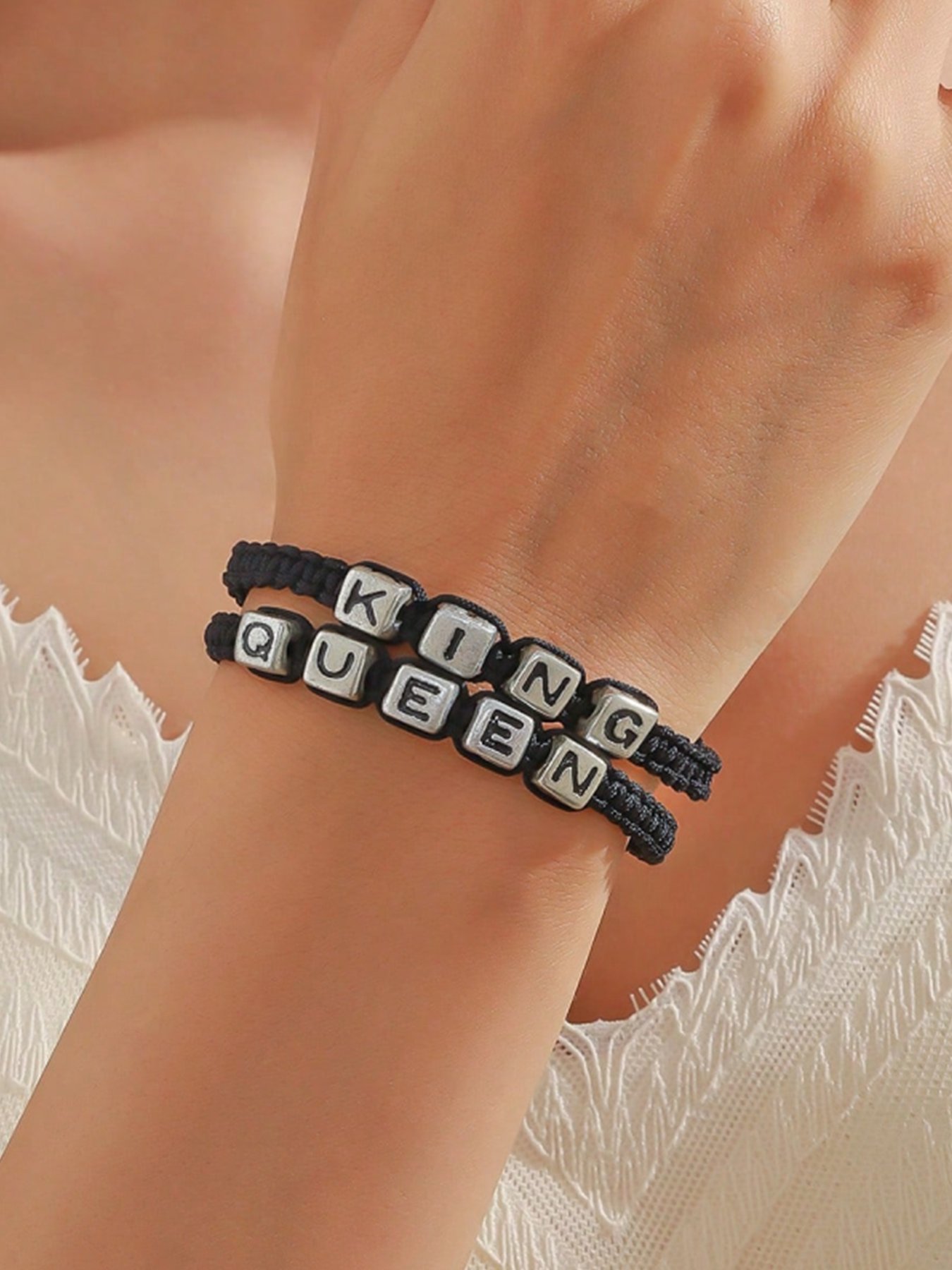 Black Slogan Charm Bracelet
