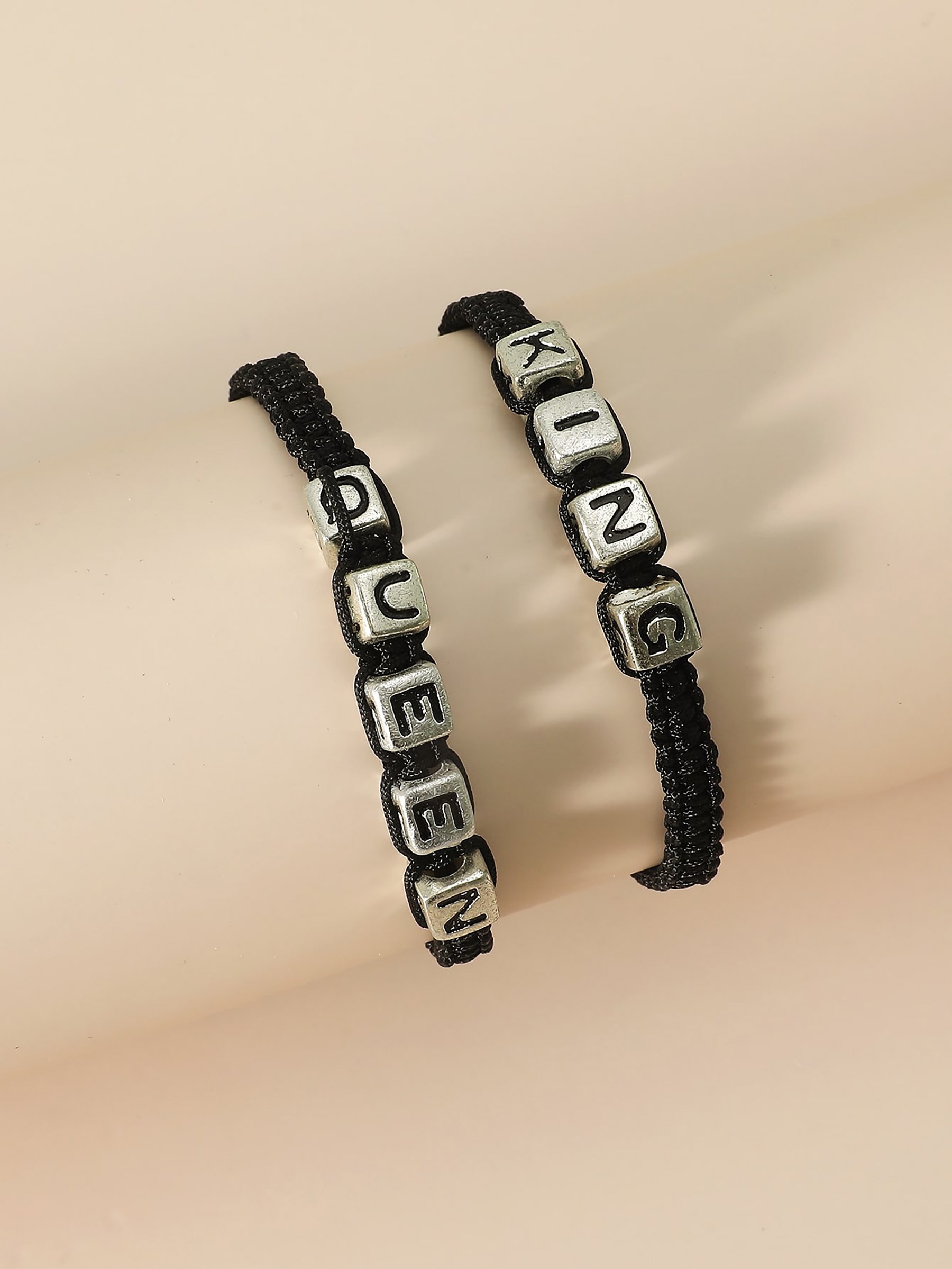 Black Slogan Charm Bracelet
