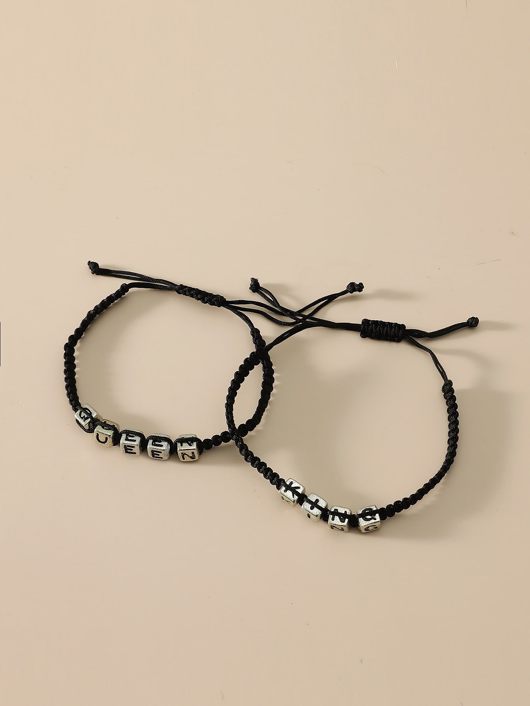 Black Slogan Charm Bracelet