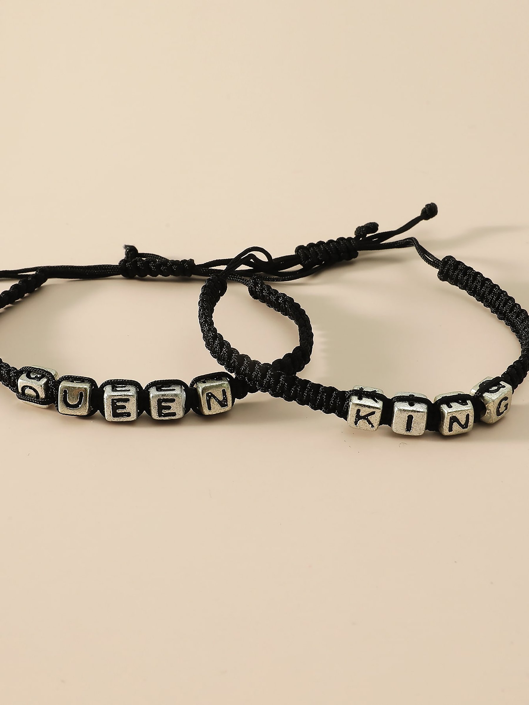 Black Slogan Charm Bracelet