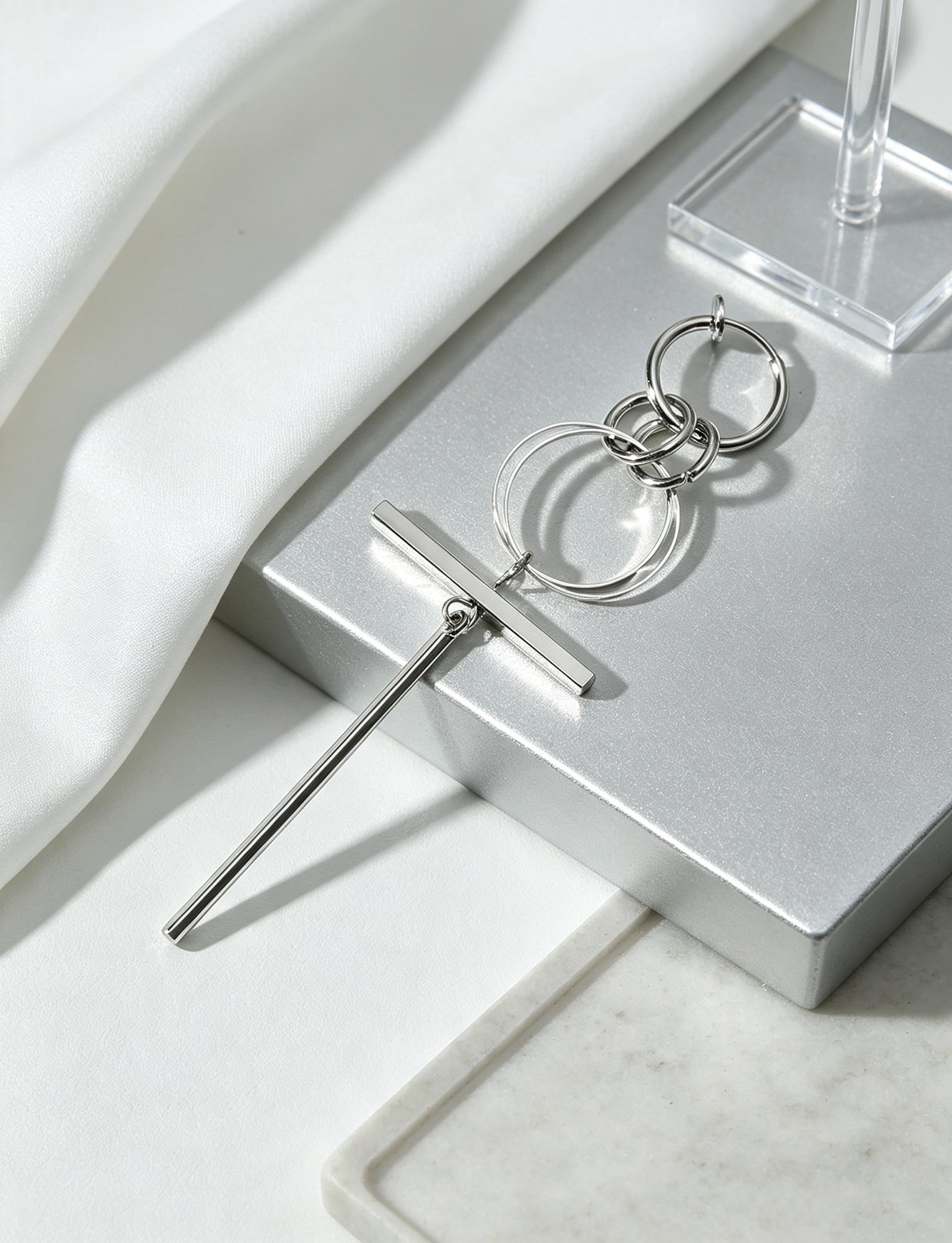 Silver Solid Dangle Earrings