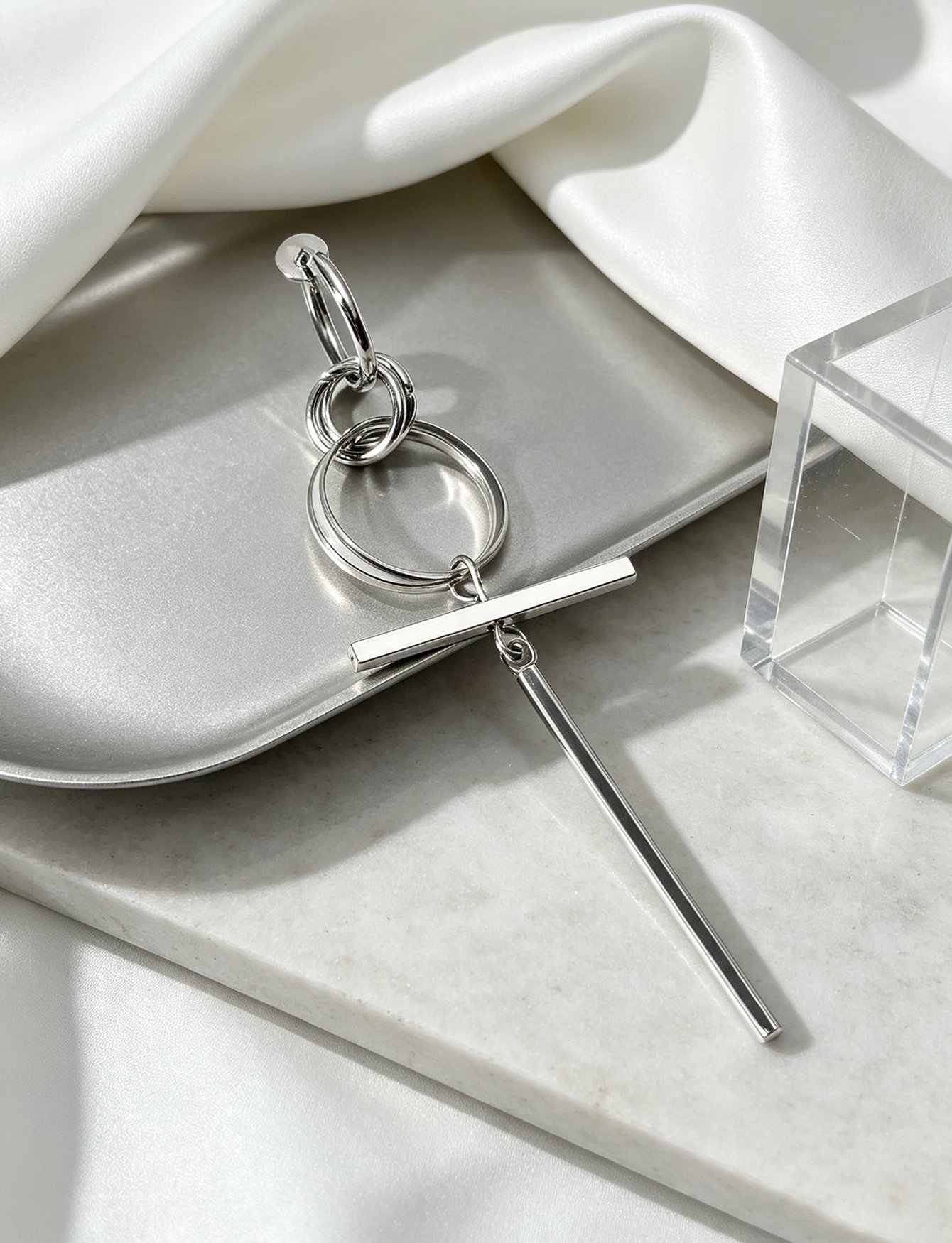 Silver Solid Dangle Earrings