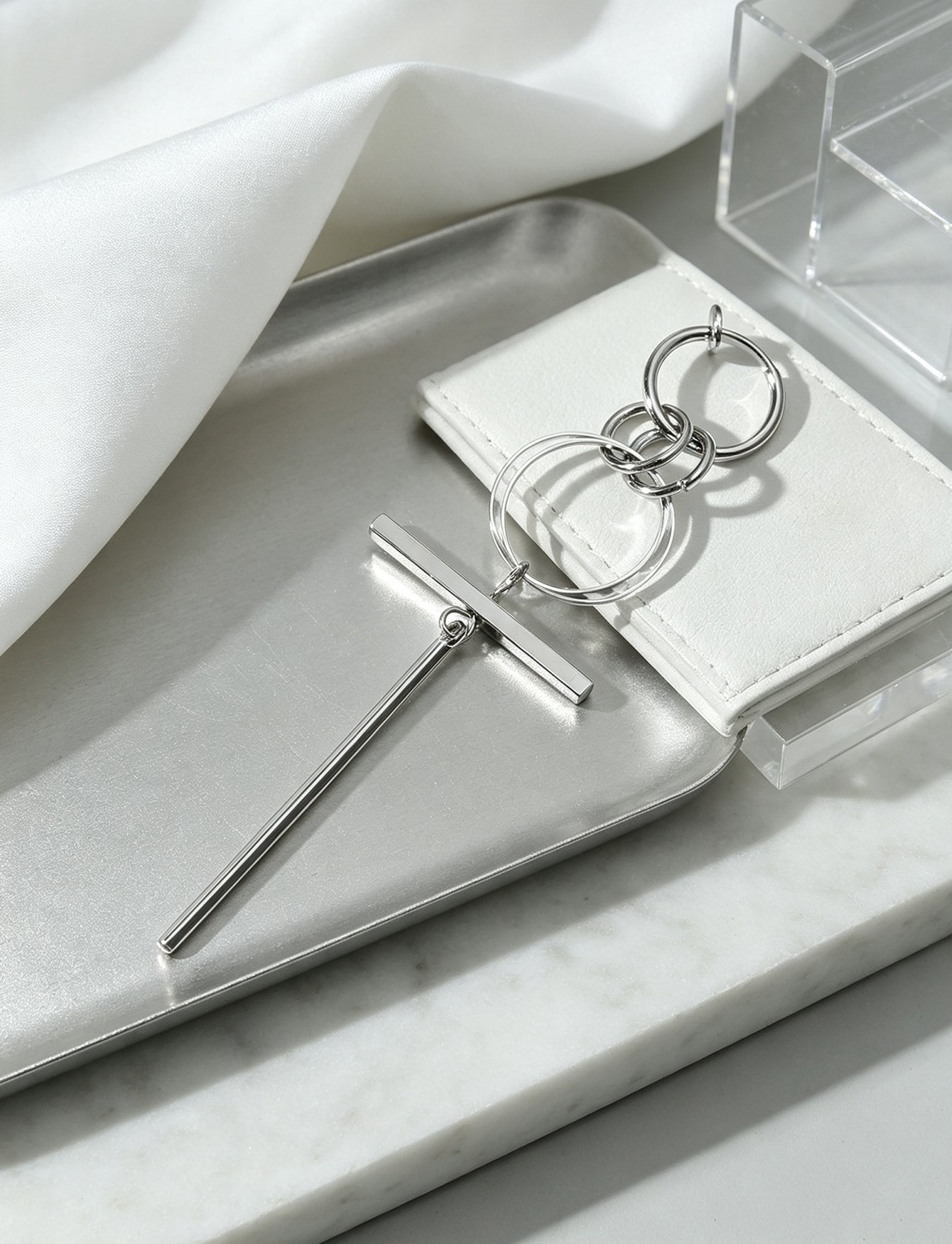 Silver Solid Dangle Earrings